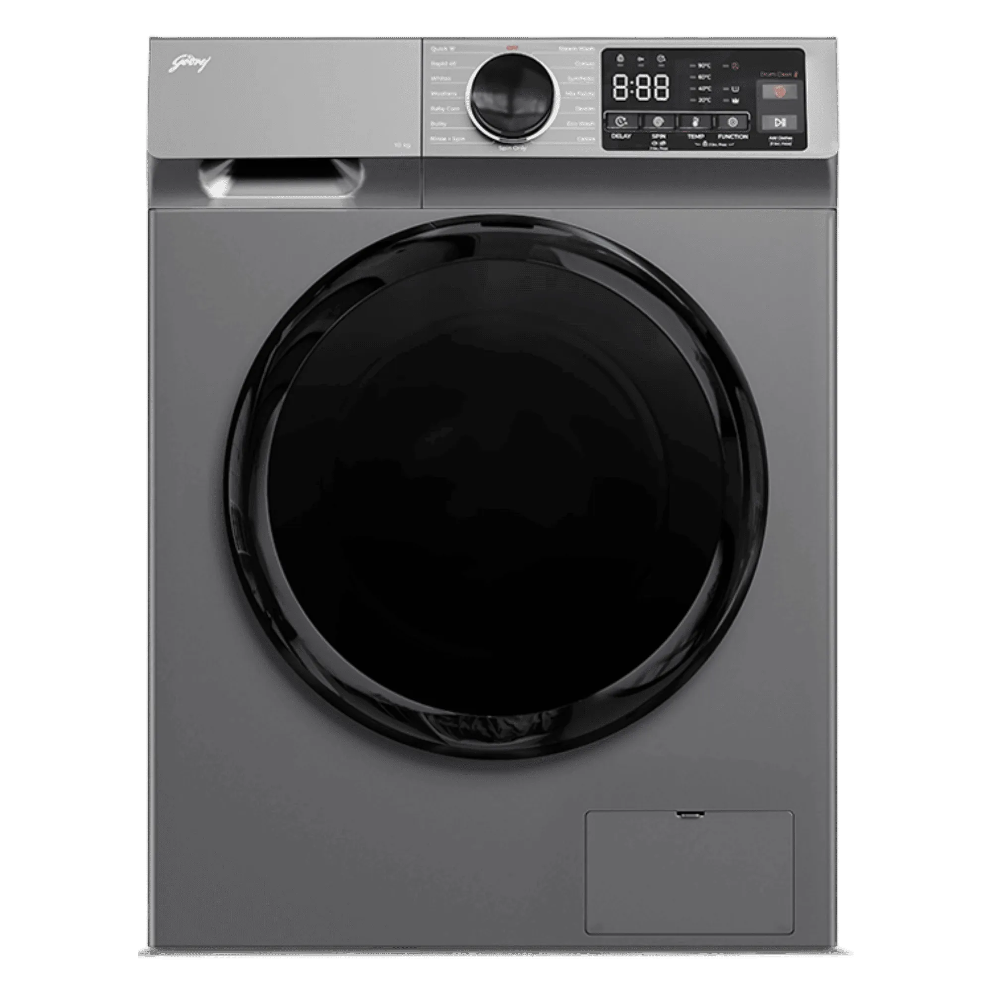 Godrej 10 0kg fully automatic front load washing machine wfeon cel 1014 iebt silver stream Front View