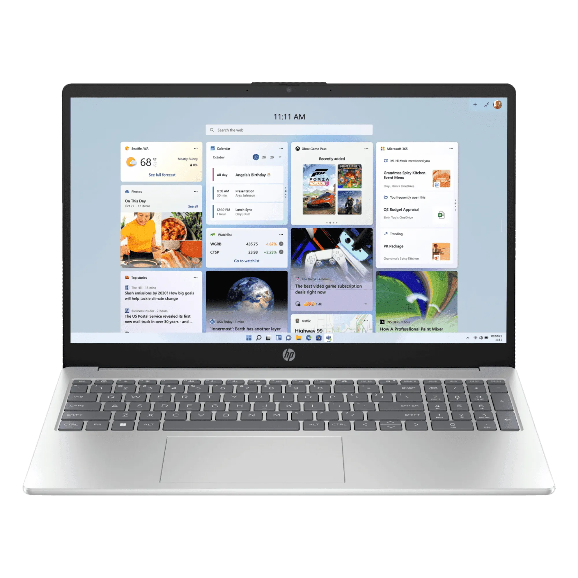 HP 15 amd ryzen r3 7320u windows 11 home laptop 15 fc0500au natural silver 8gb 512gb Front View