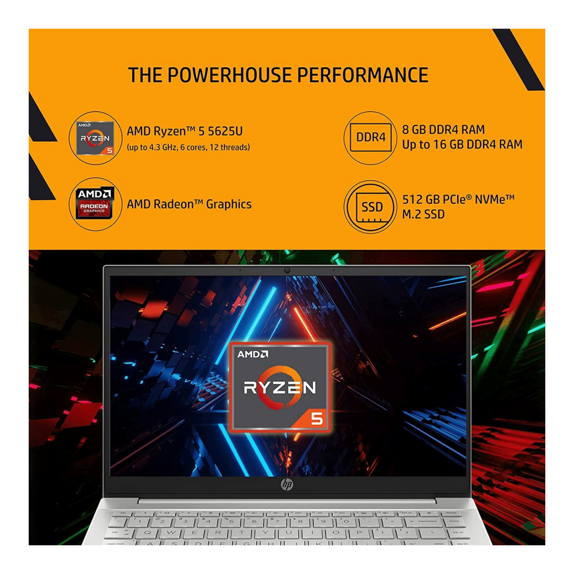 Get HP Pavilion Ryzen R5 5625U ( Natural Silver,8GB-512GB )