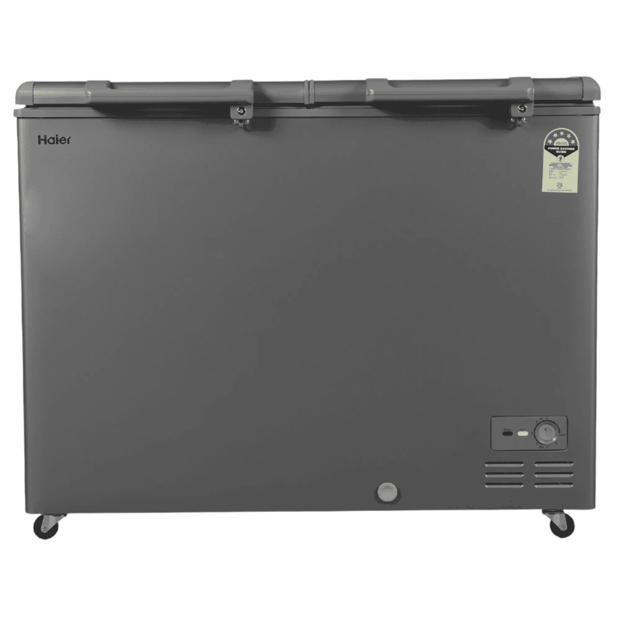 Haier 345 l double door convertible freezer hfc 345det5 titanium grey Front View