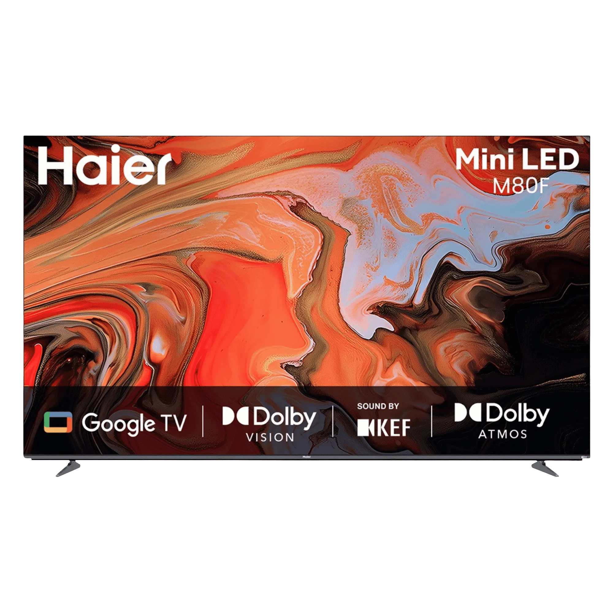 Haier 4k ultra hd mini led smart google tv m80f h75m80fux 75 inch Front View