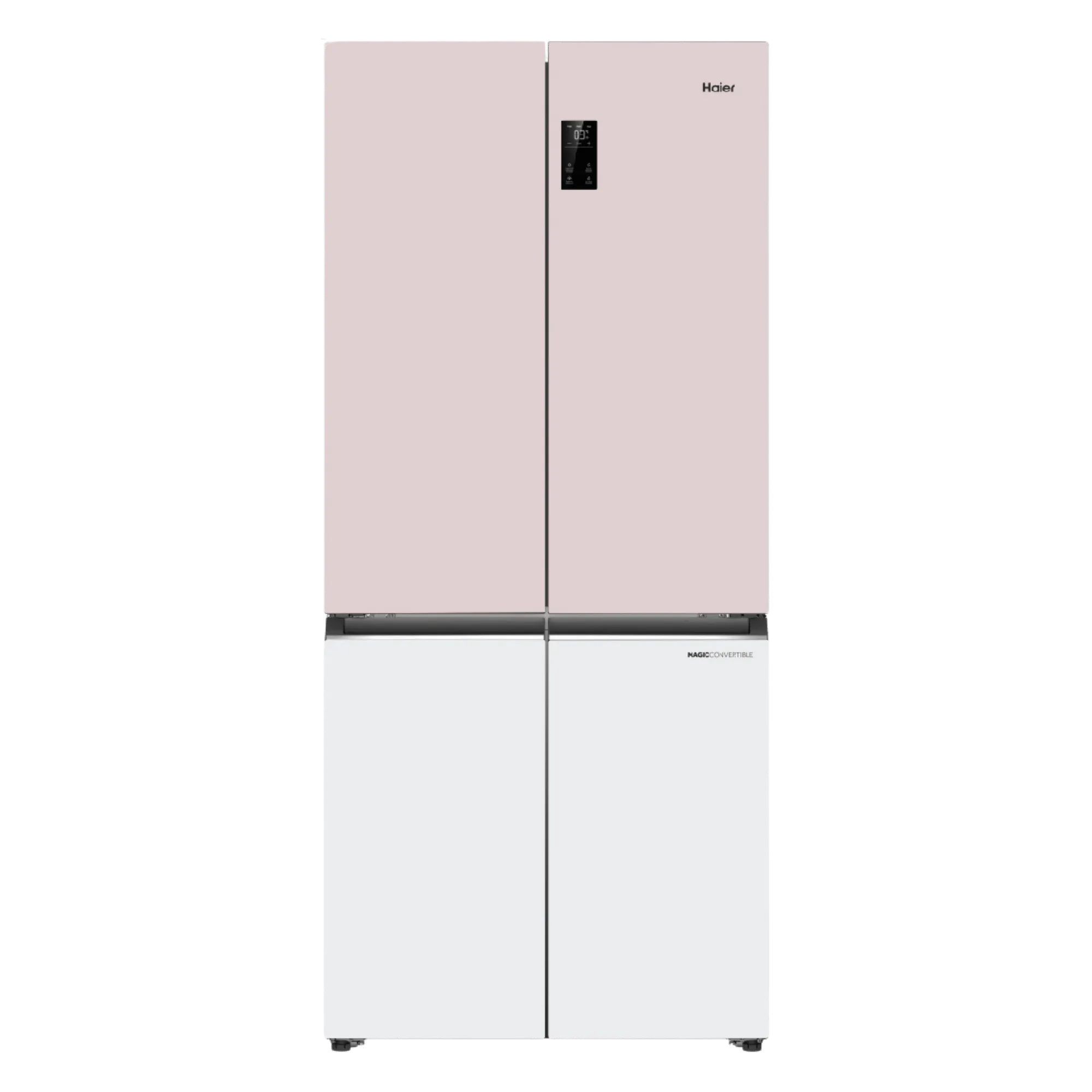 Haier 520 l frost free side by side door refrigerator hrb 600rw rosette white Front View