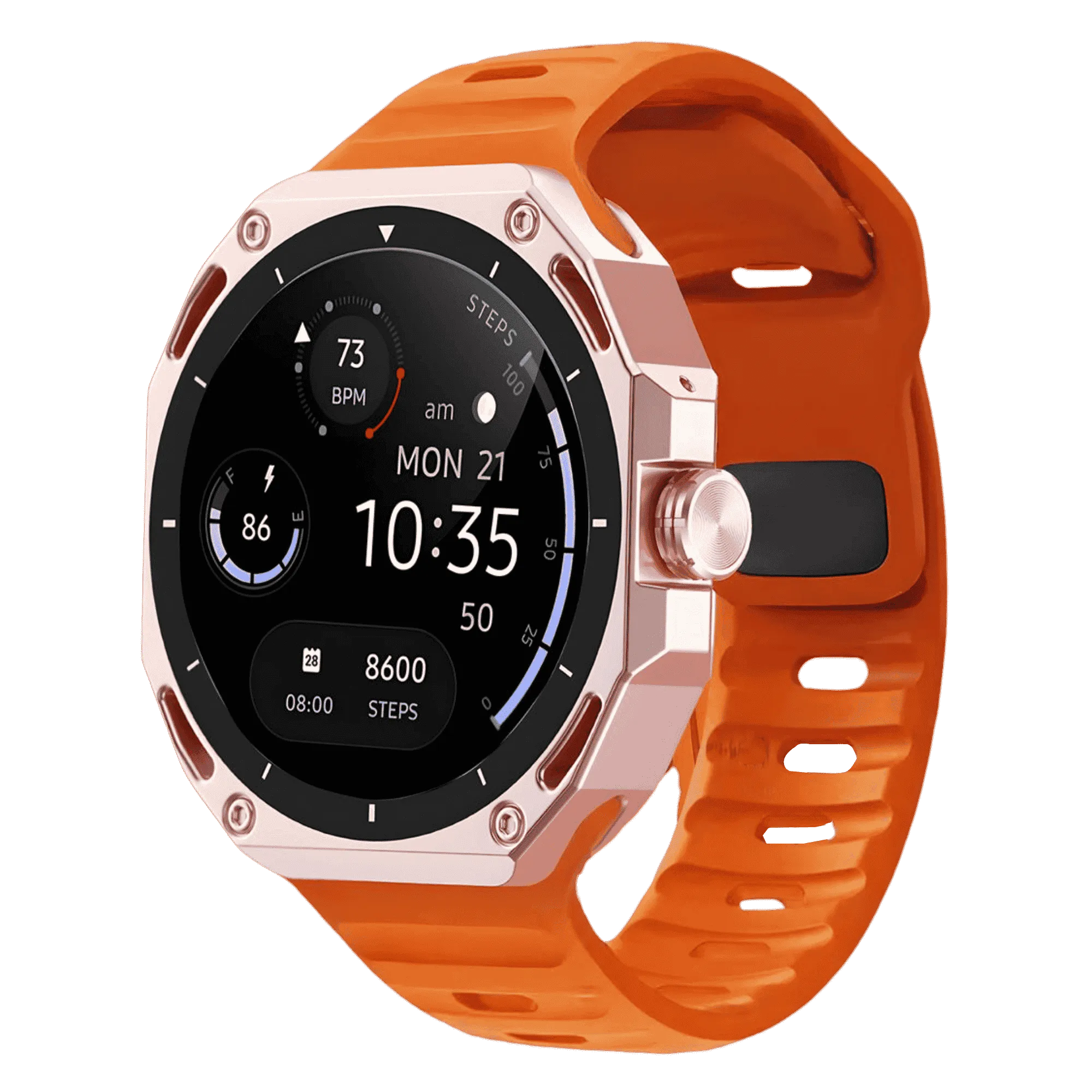 Hapipola twist smartwatch orange Front Right View