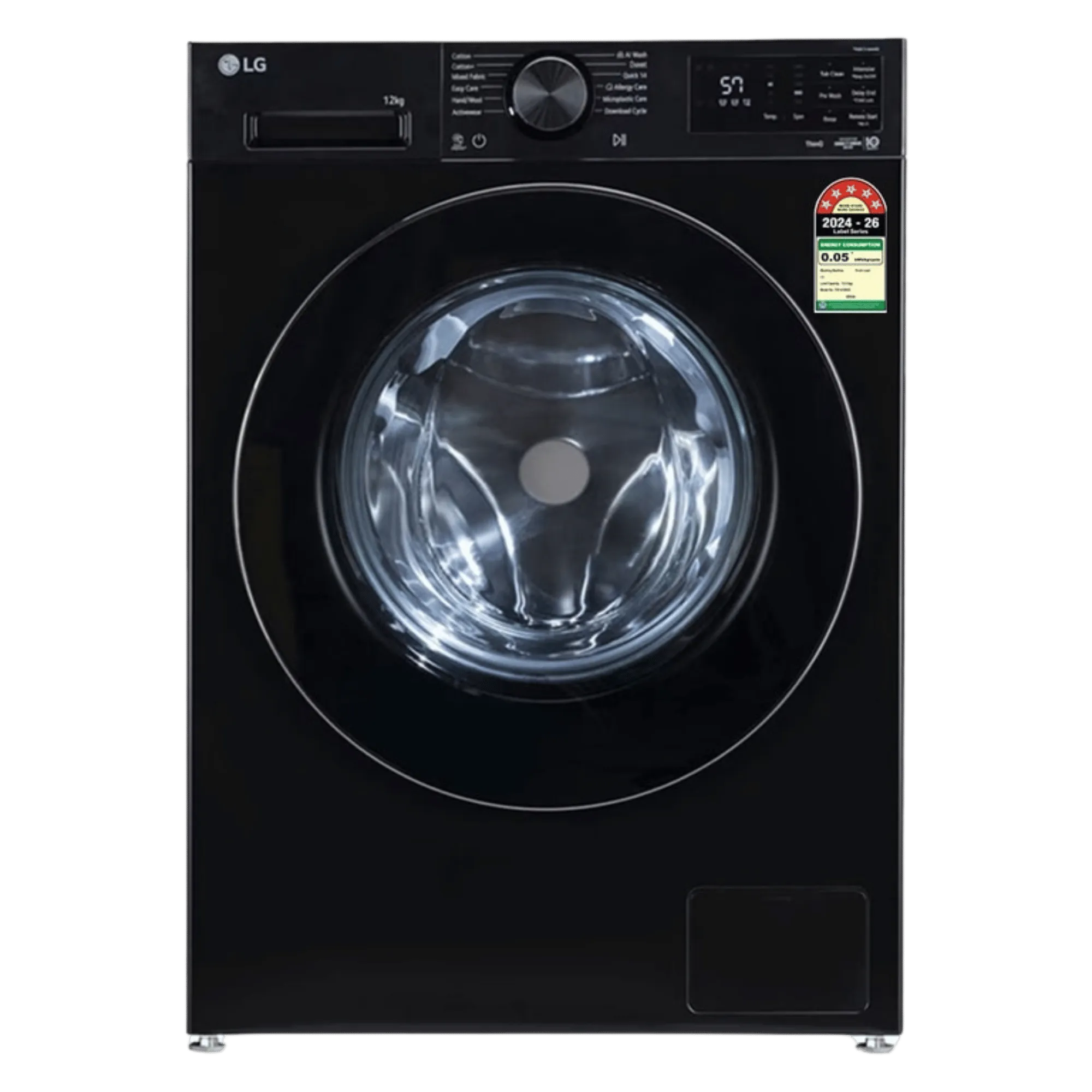 LG 12 0kg fully automatic front load washing machine fx1412n3o anbqeil onyx black Front View