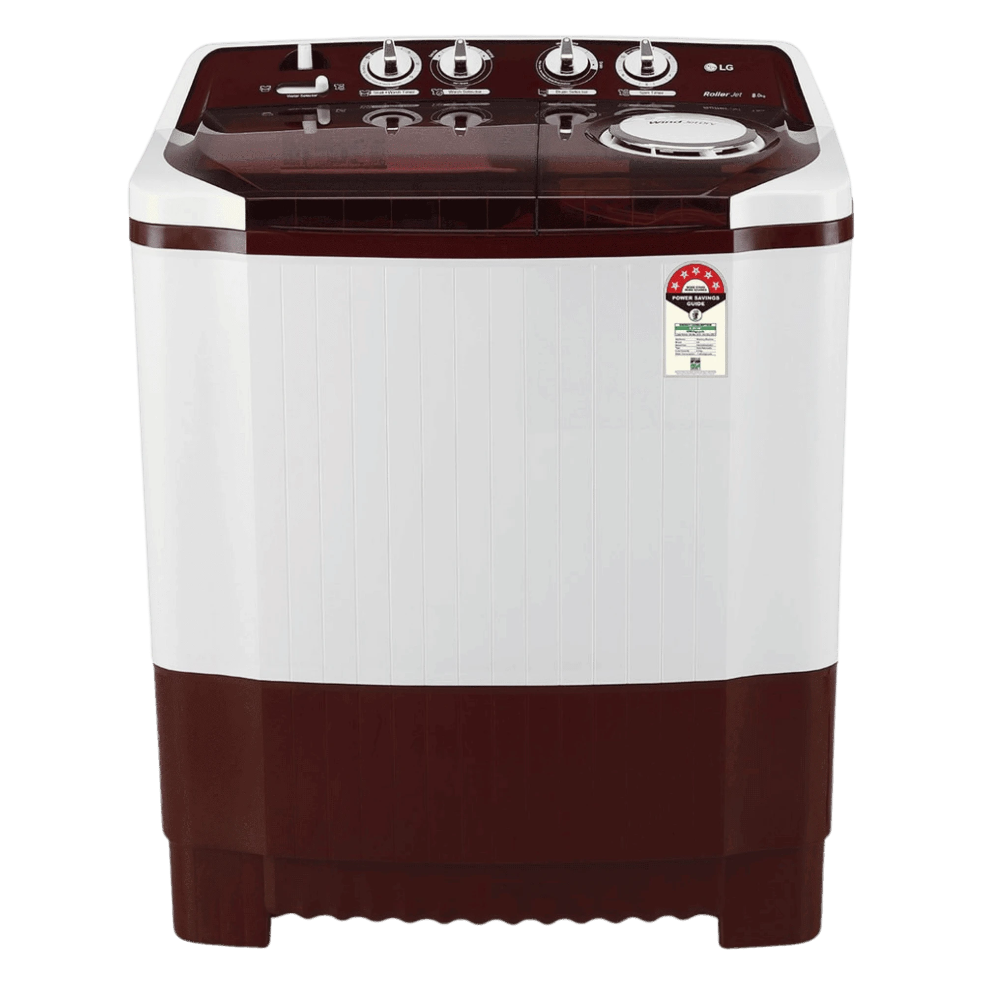 LG 8 0kg semi automatic top load washing machine p8035sraza abgqeil burgundy Front View