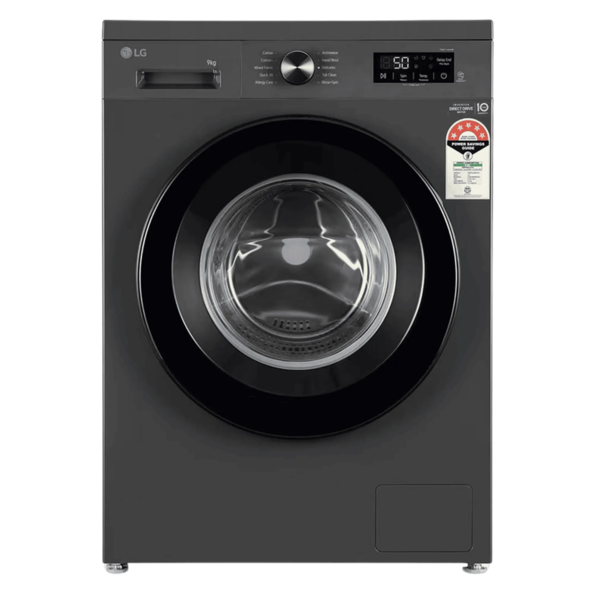 LG 9 0kg fully automatic front load washing machine inverter direct drive fhb1209z2m middle black Front View