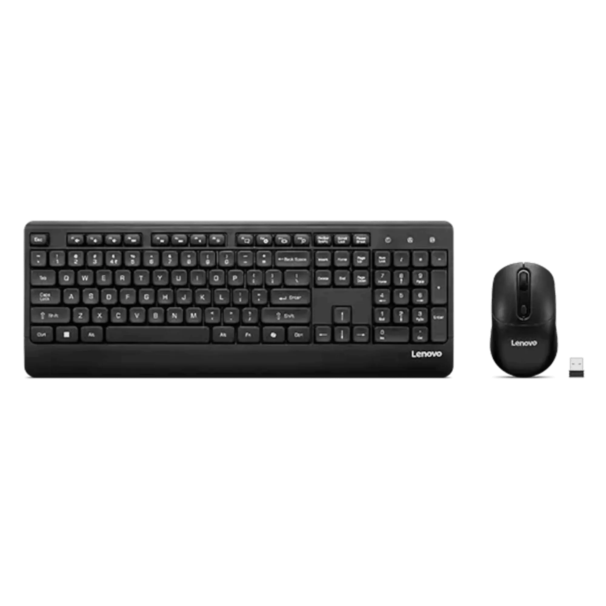 Lenovo 210 usb a wireless keyboard and mouse combo black Front View