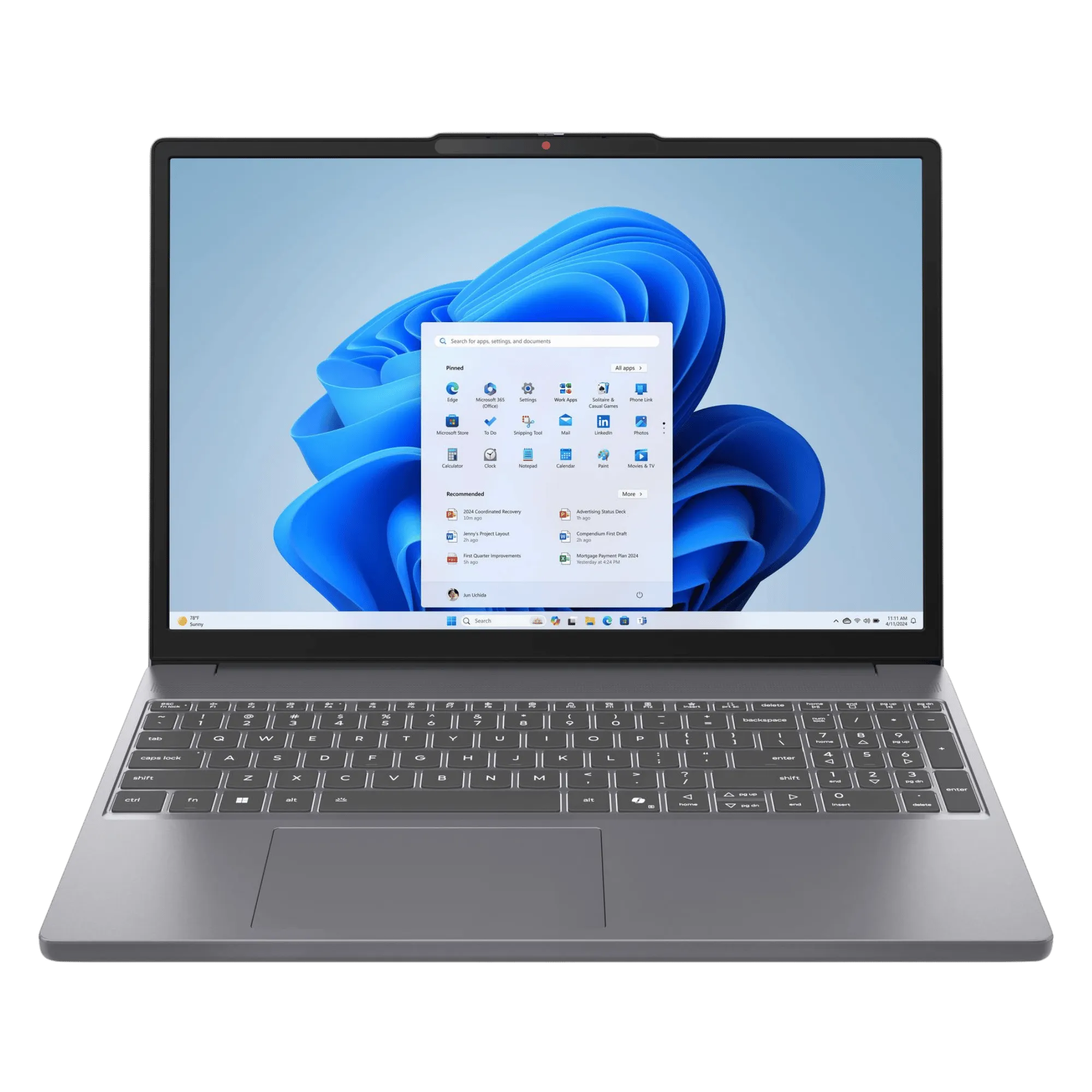 Lenovo ideapad slim 3 intel core i7 13th gen windows 11 home laptop 83k1016nin luna grey 16gb 512gb Front View