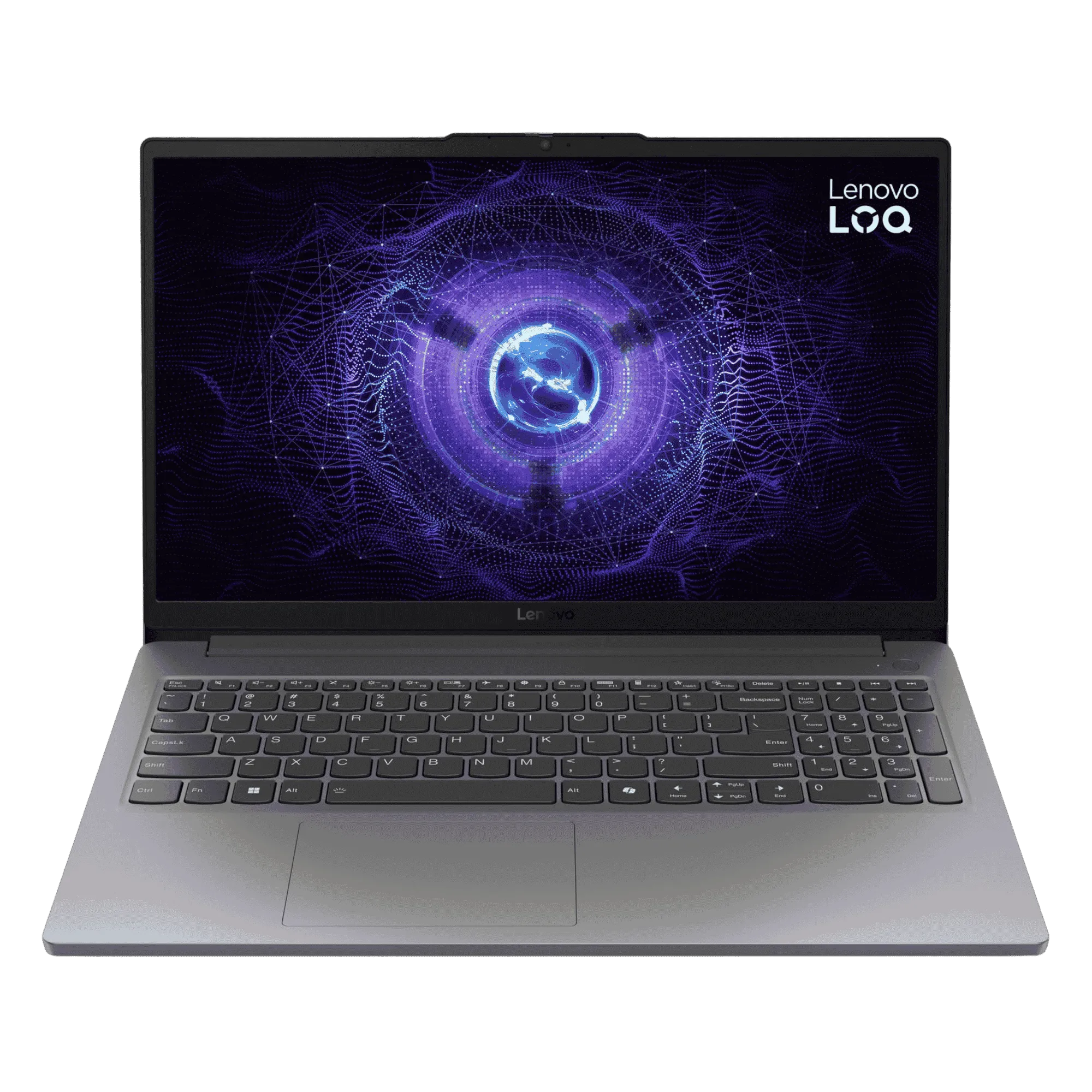 Lenovo loq gaming intel core i7 12th gen windows 11 home laptop 83lk00d9in luna grey 16gb 512gb Front View