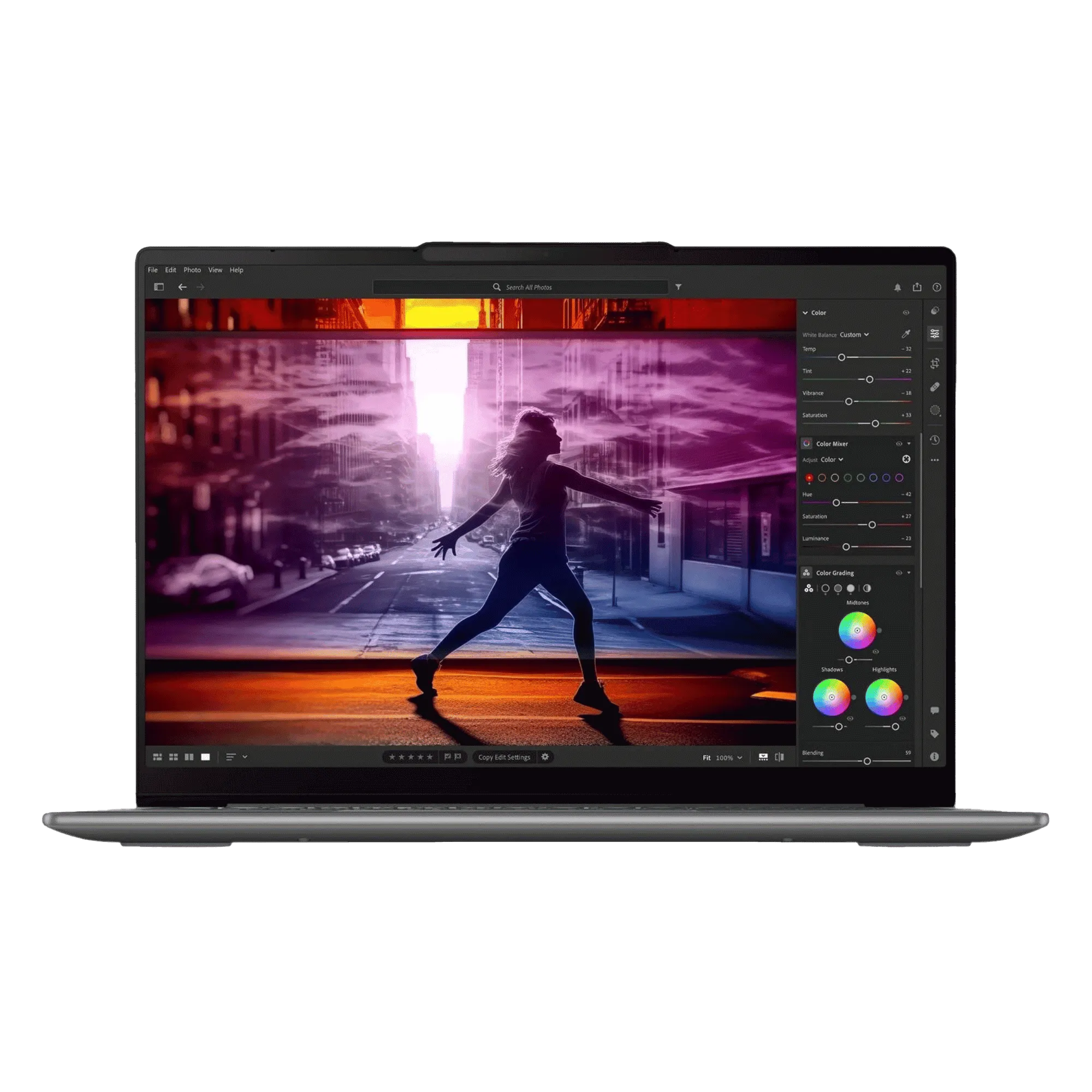 Lenovo yoga slim 7 intel core ultra 5 125h windows 11 home laptop 83cv00g2in luna grey 16gb 1tb Front View