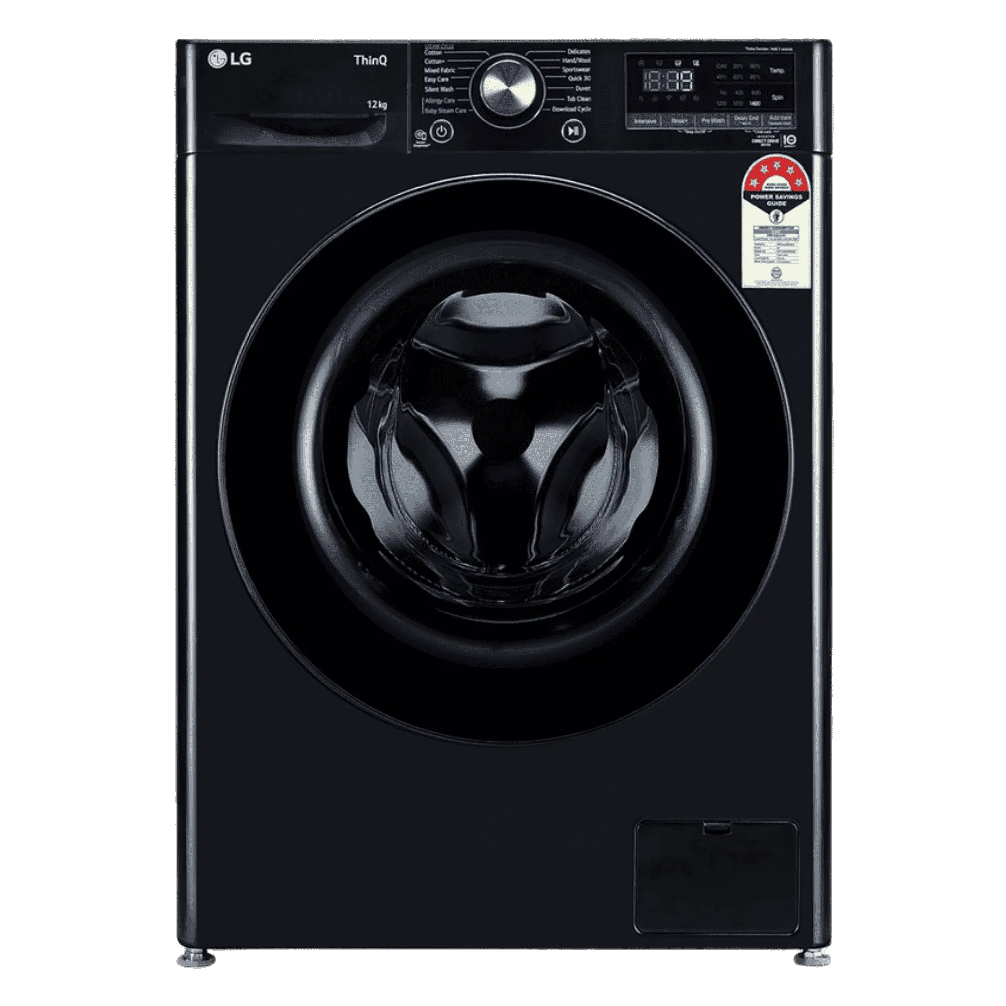 Lg 12 0kg front load washing machine ai direct drive fhp1412z5o onyx black Front View Image