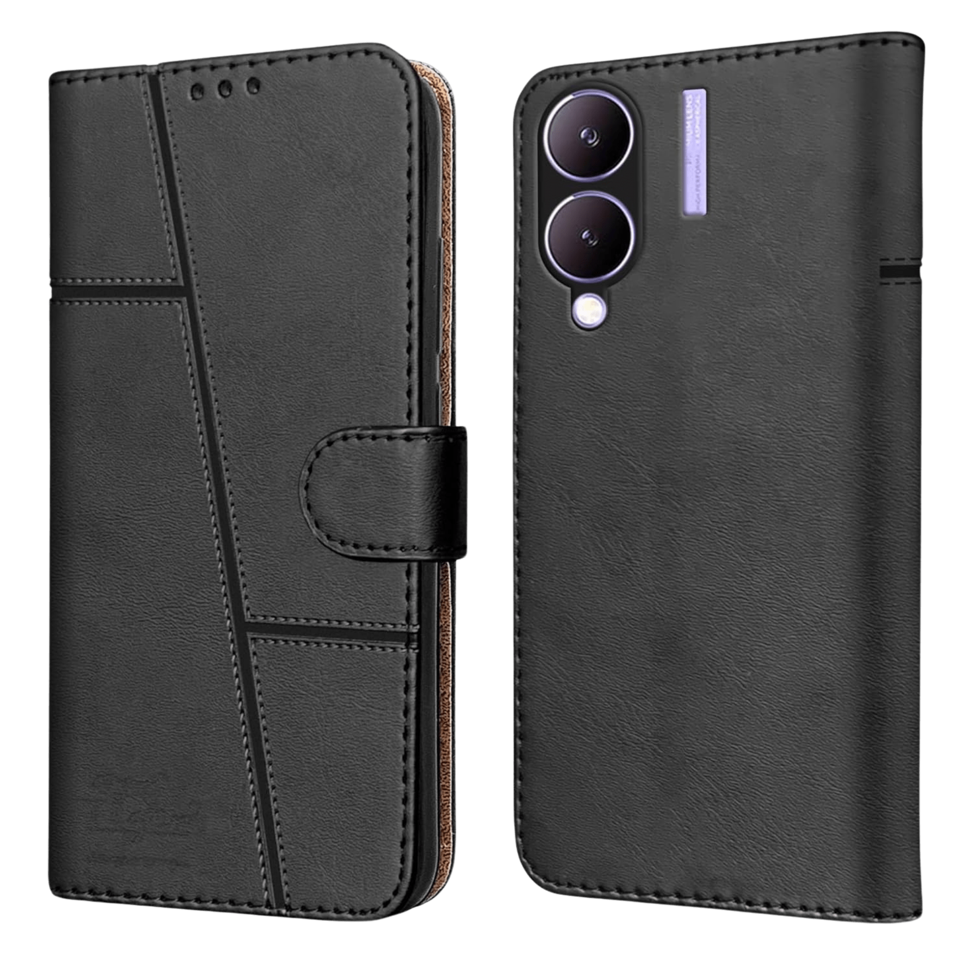 New Case Flip Cover For Vivo Y28 5G Y17S Black
