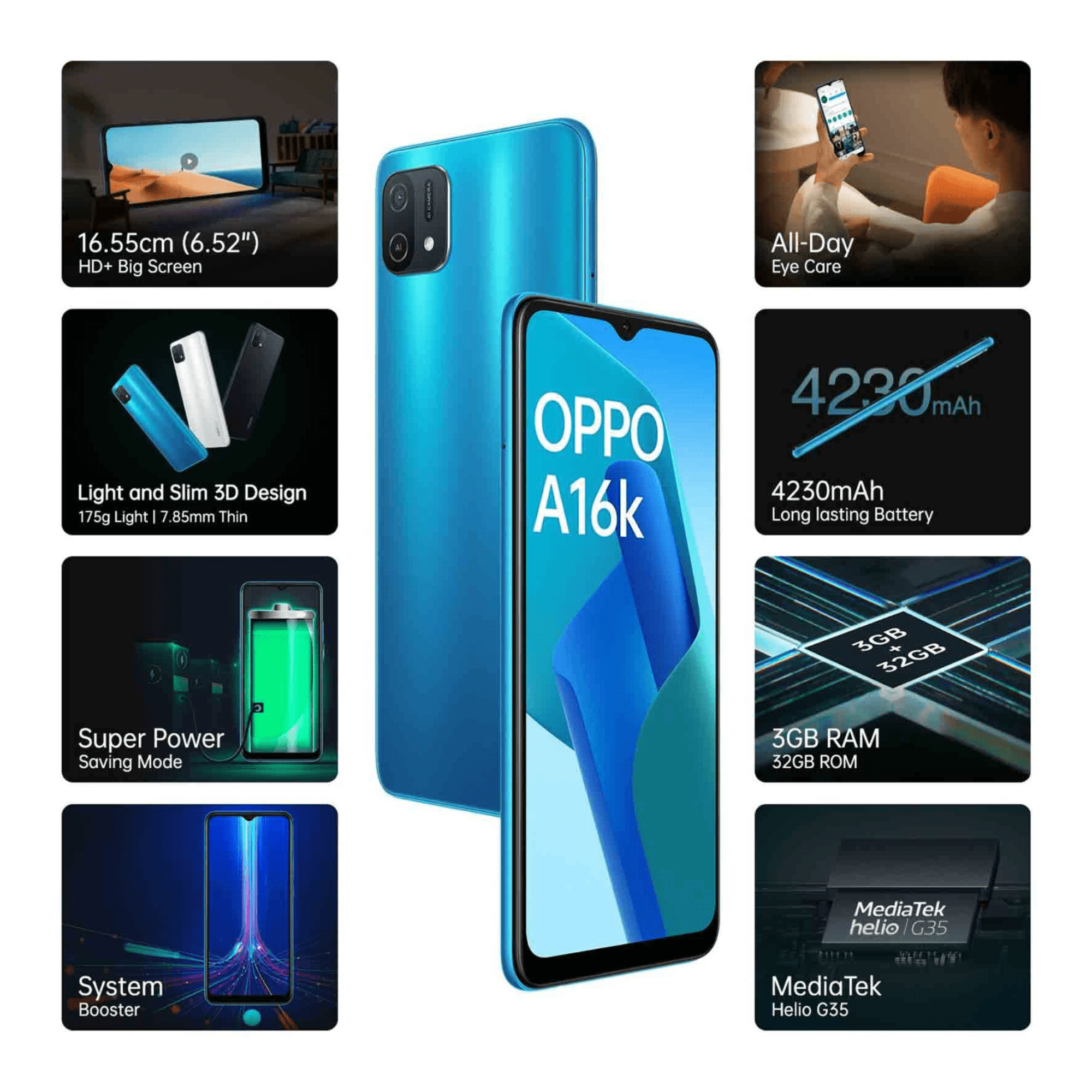 oppo a16k 64 gb 4gb ram blue mobile phone