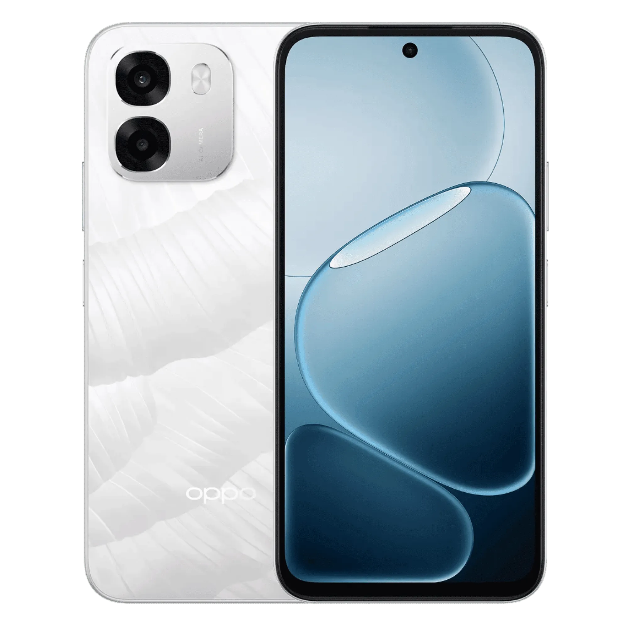 Oppo a6 5g ice white 6gb 128gb Front Back View