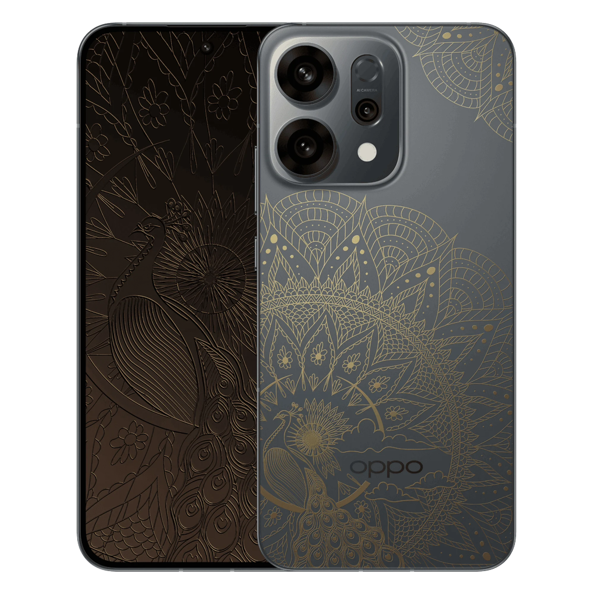 Oppo reno 14 5g diwali gold 8gb 256gb Front Back View