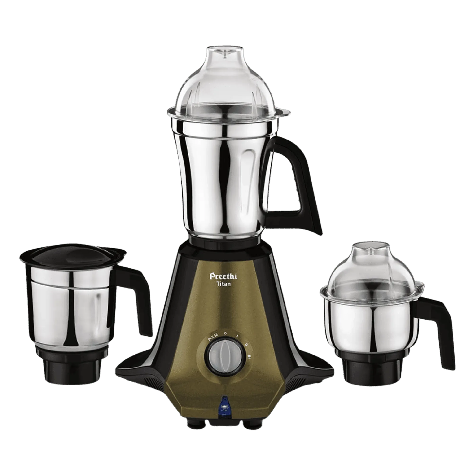 Preethi titan mg 283 1000w mixer grinder 3 jars black olive green Full View