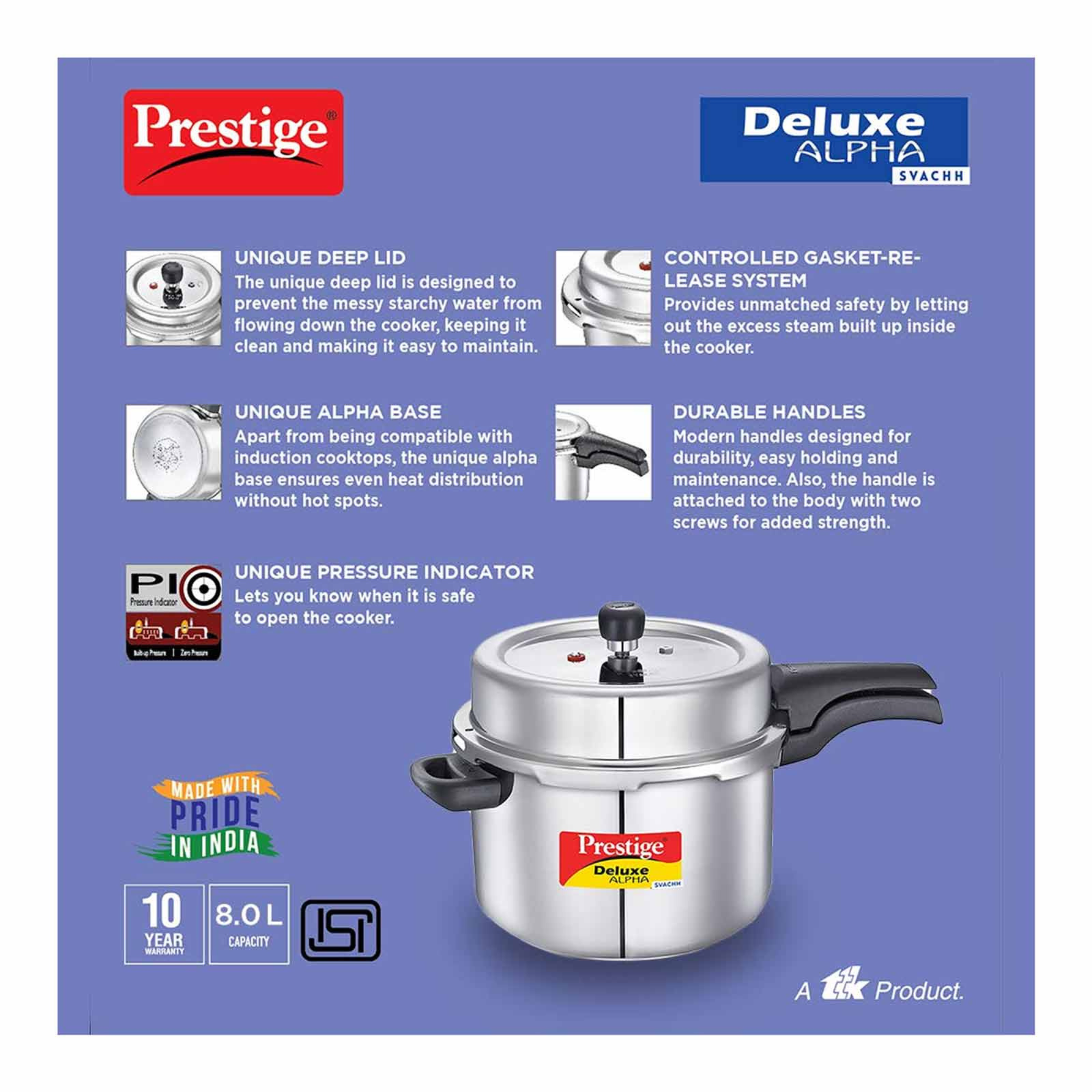 prestige 8 litre stainless steel pressure cooker