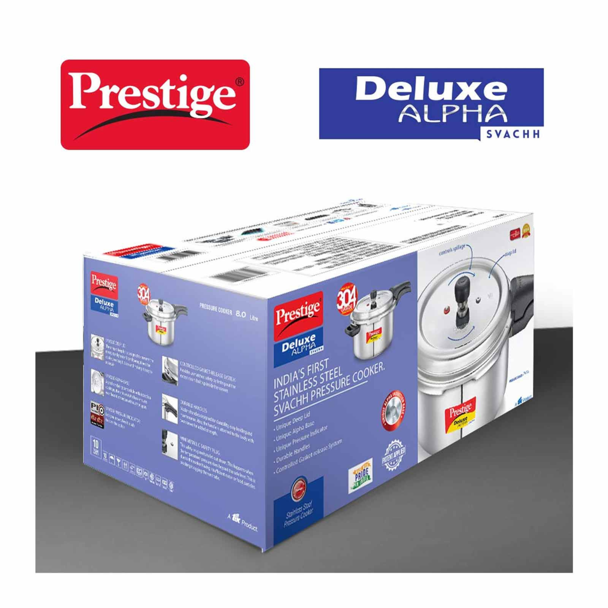 Buy Prestige Deluxe Alpha Svachh Stainless steel Cooker 8L