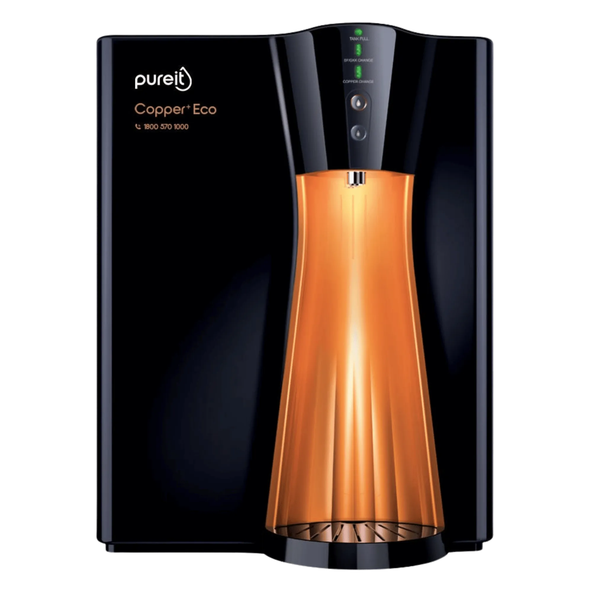 Pureit copper plus eco mineral ro uv mf water purifier 8 l black Front View
