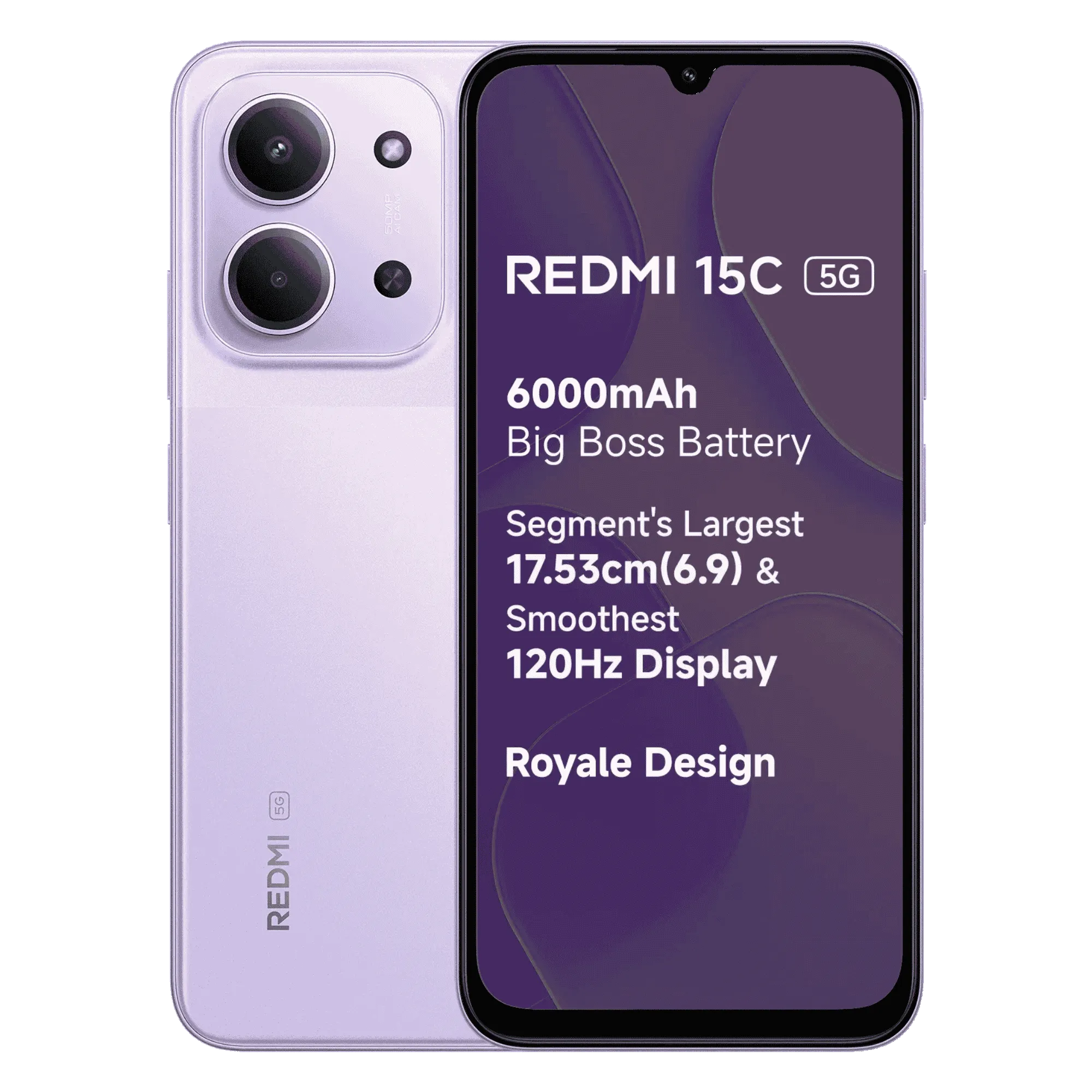 Redmi 15c 5g dusk purple 4gb 128gb Front Back View