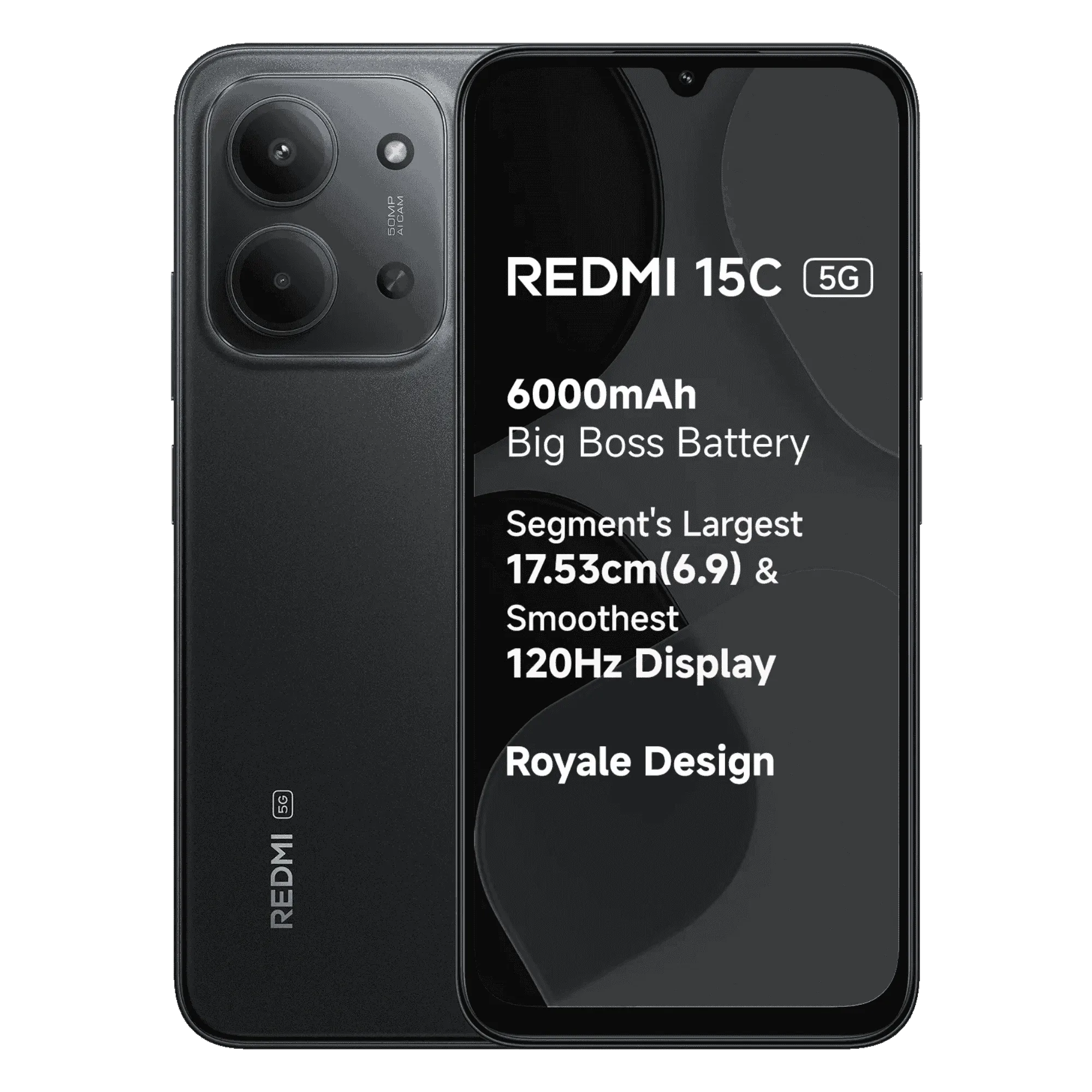 Redmi 15c 5g midnight black 6gb 128gb Front Back View