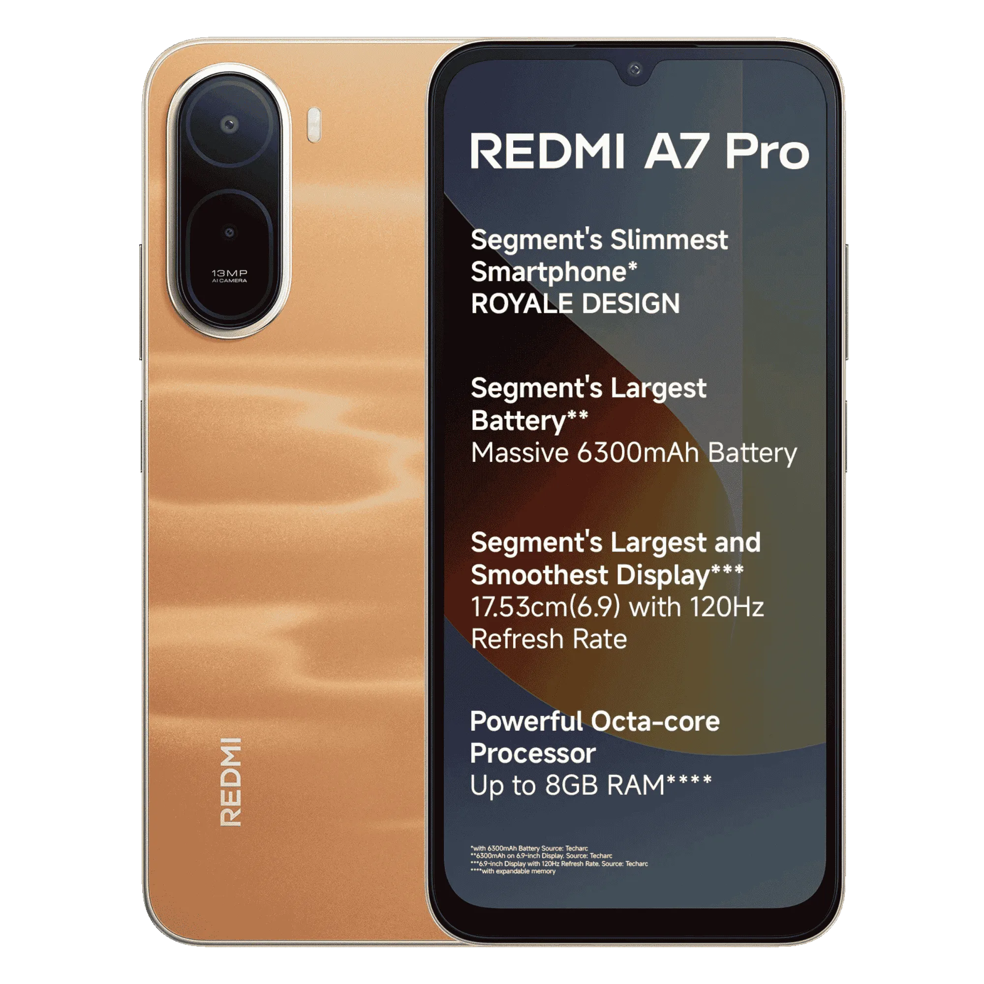 Redmi a7 pro sunset orange 4gb 64gb Front Back View
