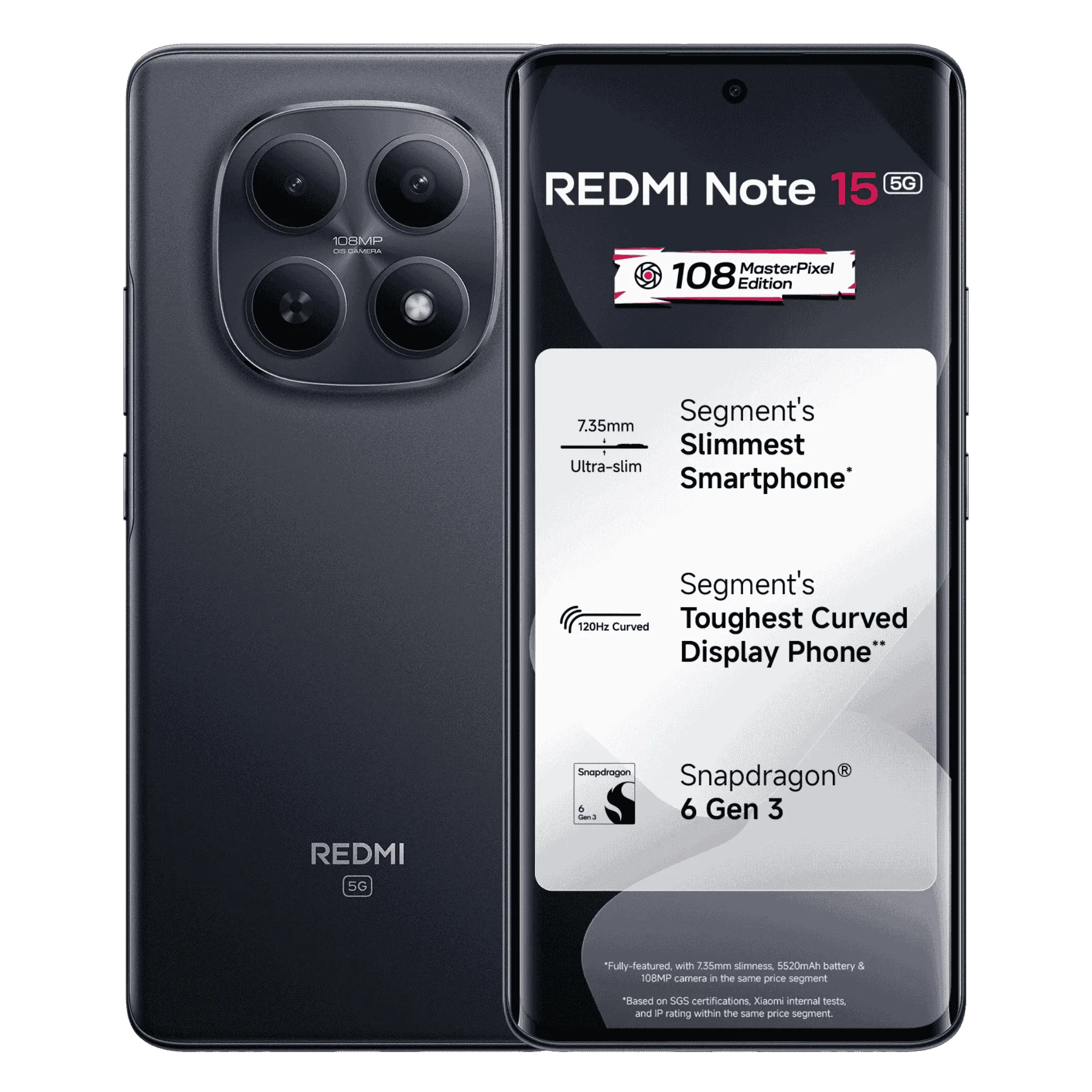 Redmi note 15 5g black 8gb 256gb Front Back View