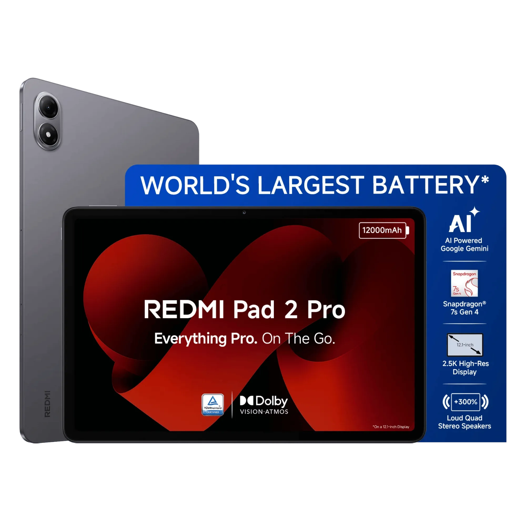 Redmi pad 2 pro 5g graphite grey 8gb 256gb Front Back View