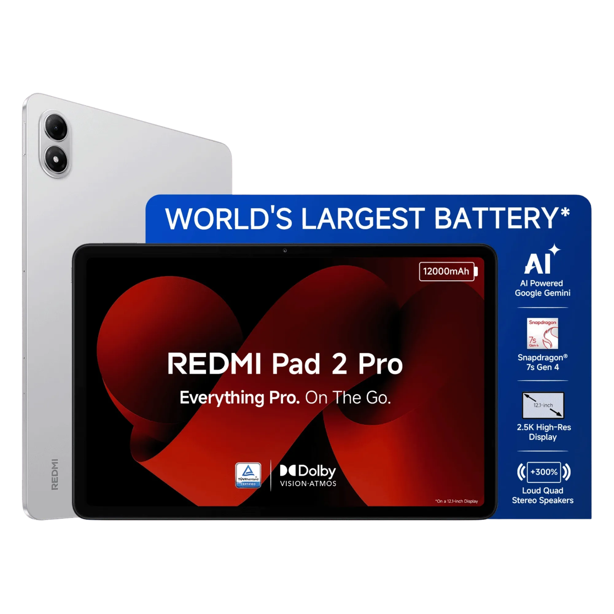 Redmi pad 2 pro 5g quick silver 8gb 256gb Front Back View