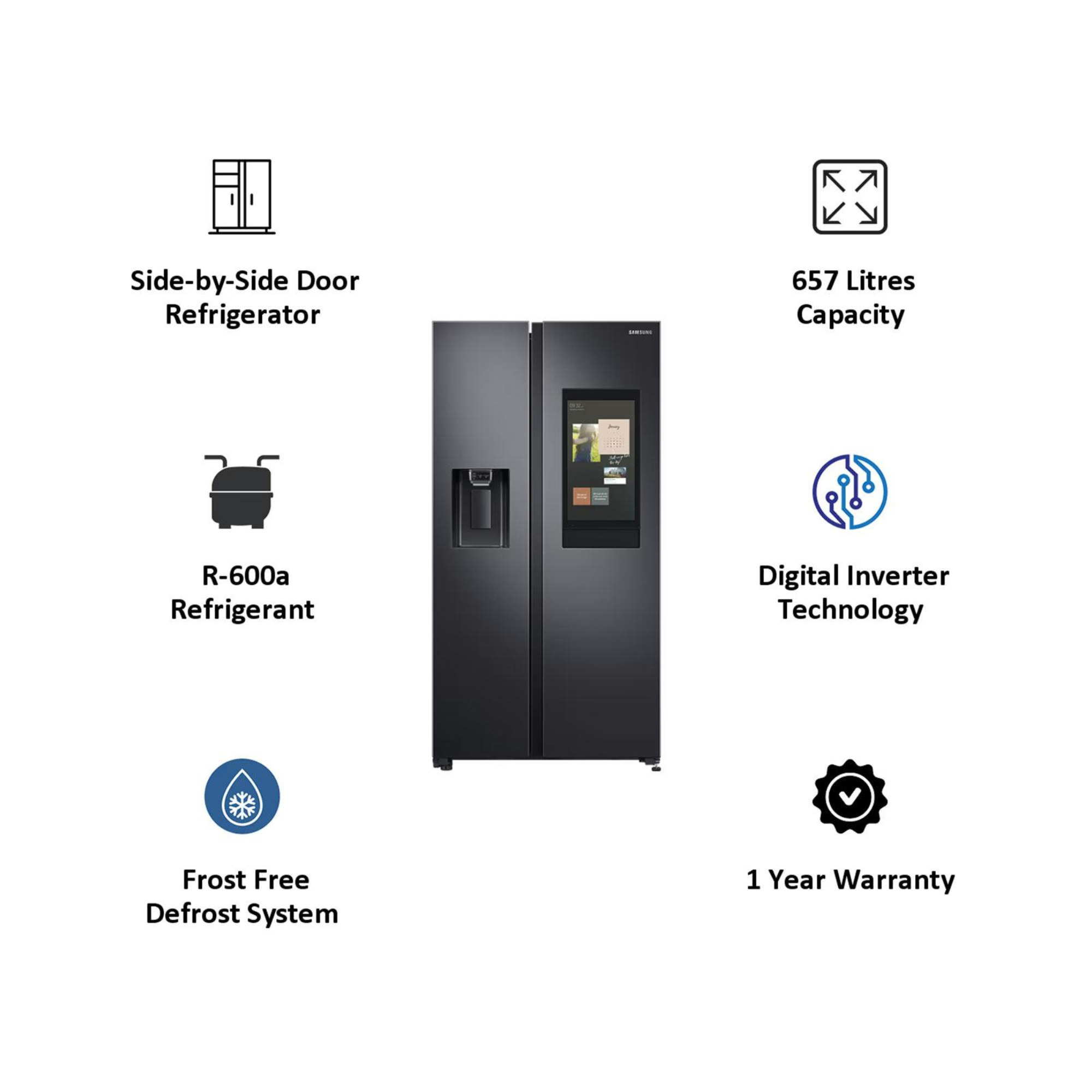 samsung 657 l frost free side by side refrigerator