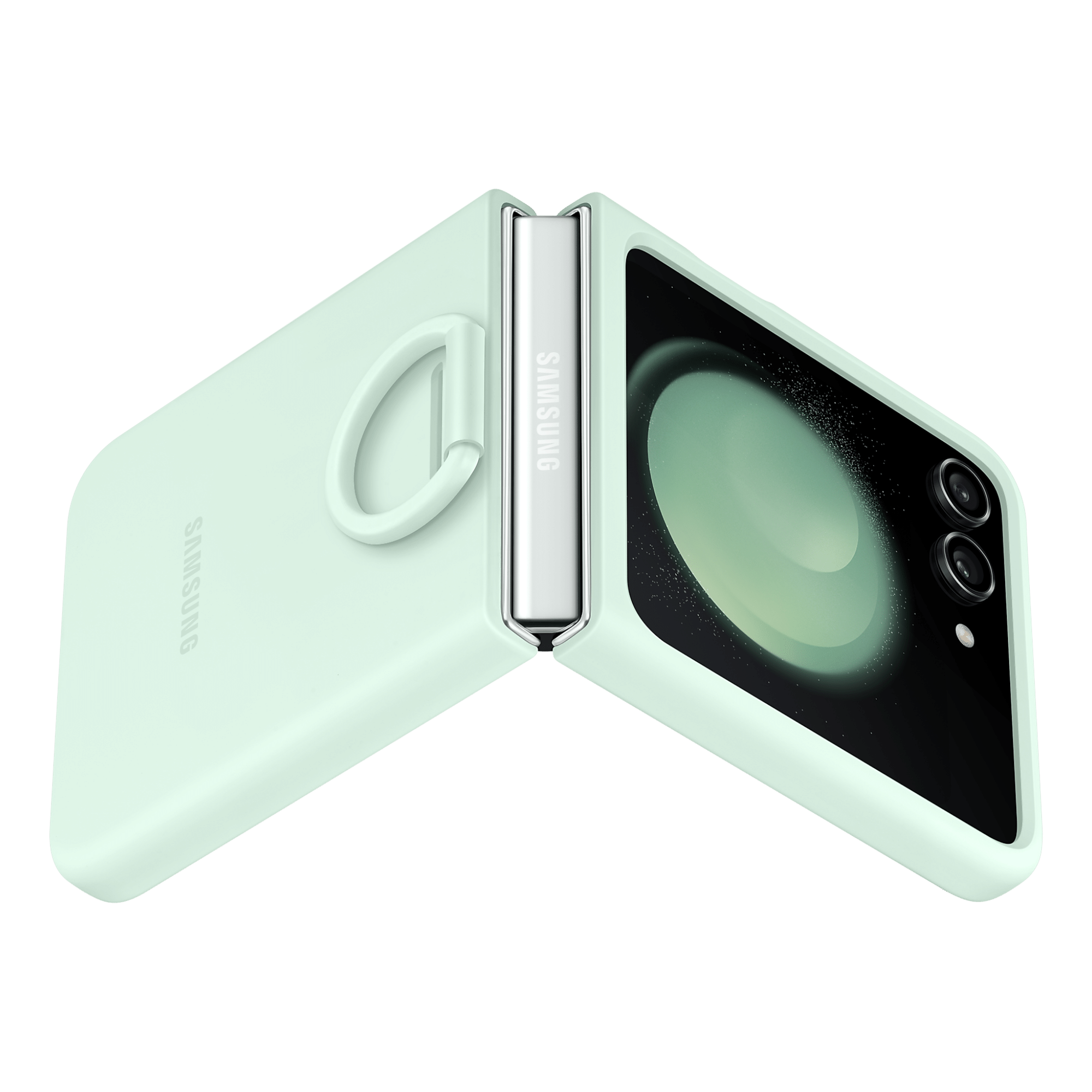 Silicone Case with Ring For Samsung Galaxy Z Flip 5 (Mint)