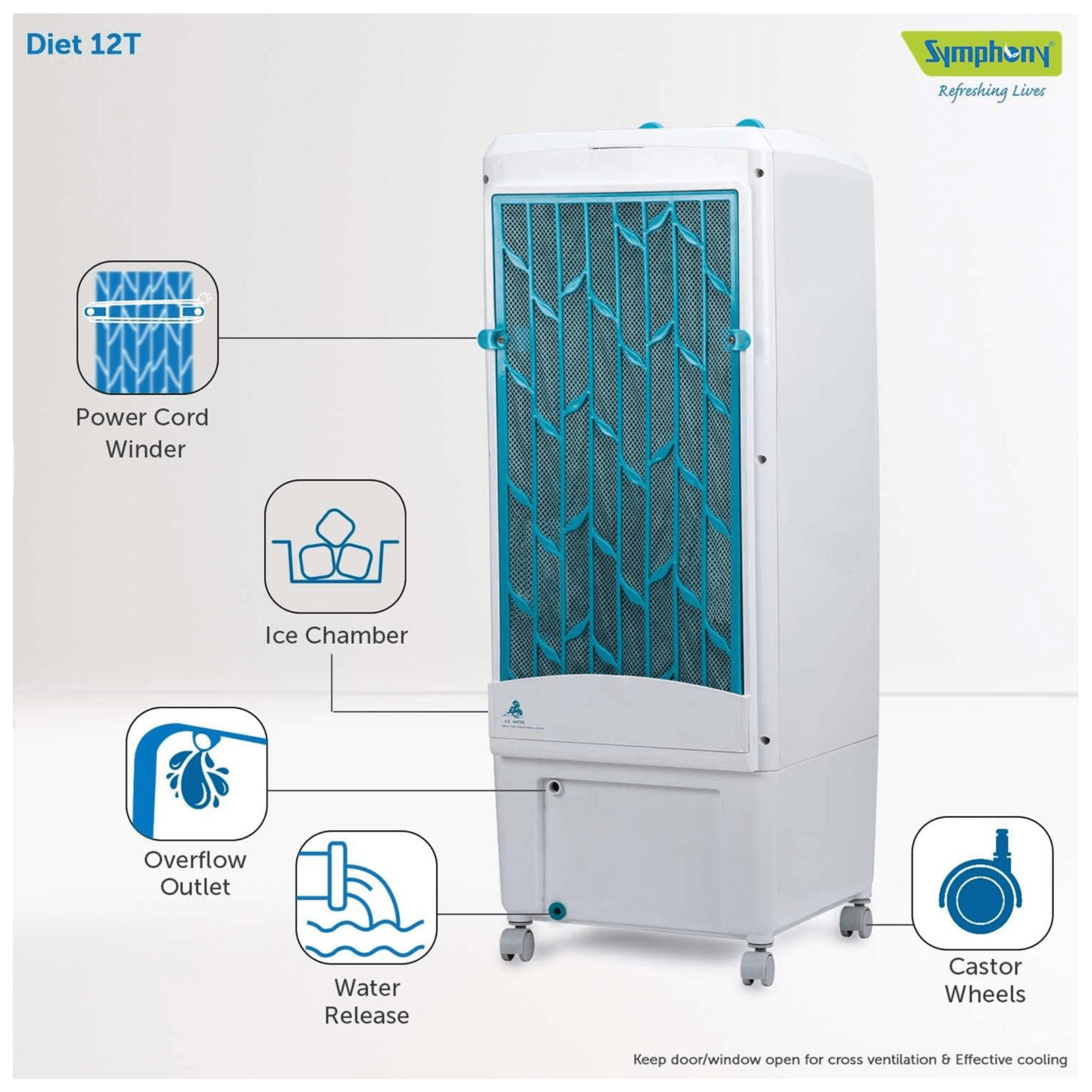 diet 12t personal tower air cooler 12 litres