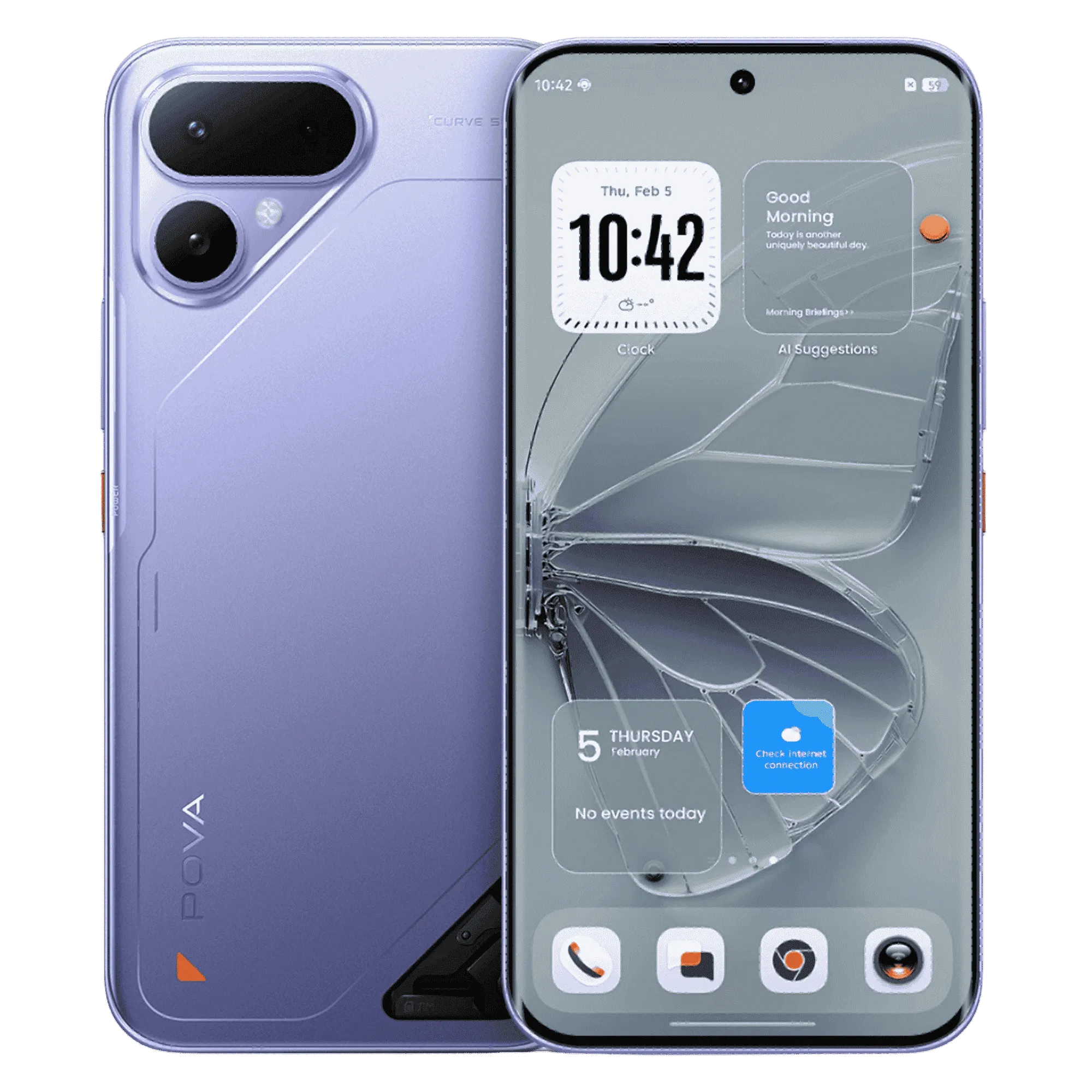 Tecno pova curve 2 5g mystic purple 8gb 256gb Front Back View