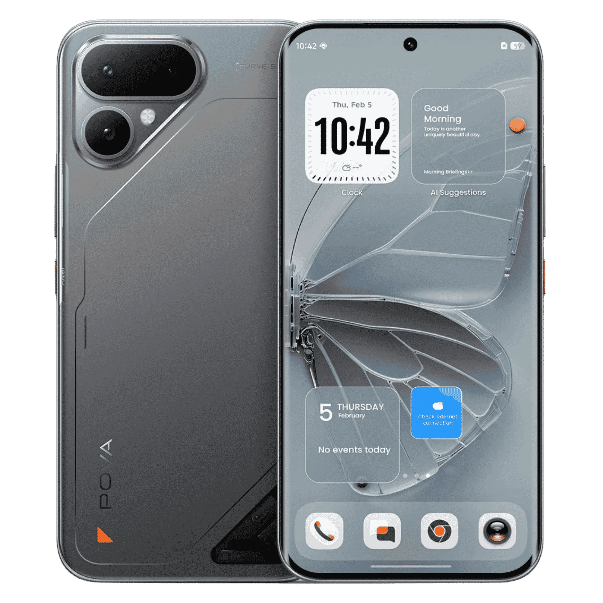Tecno pova curve 2 5g storm titanium 8gb 256gb Front Back View