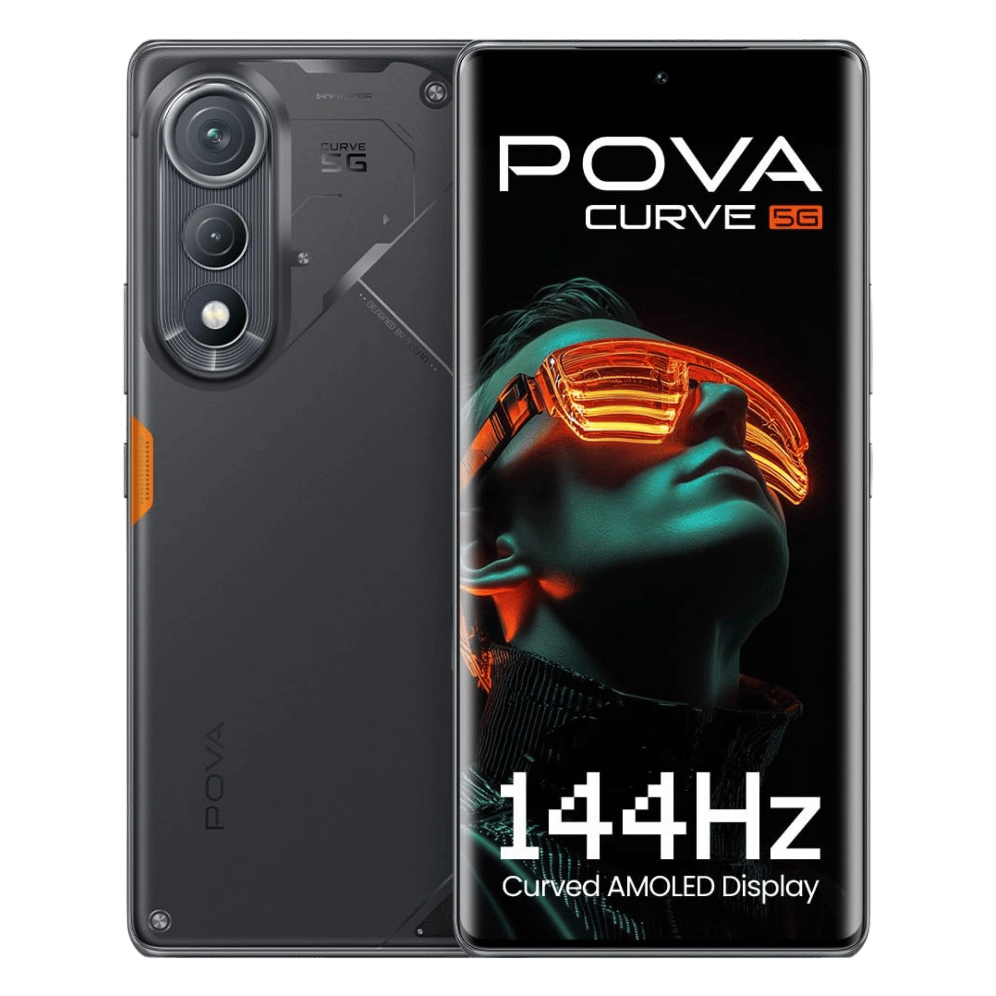 Tecno pova curve 5g geek black 8gb 256gb Front Back View