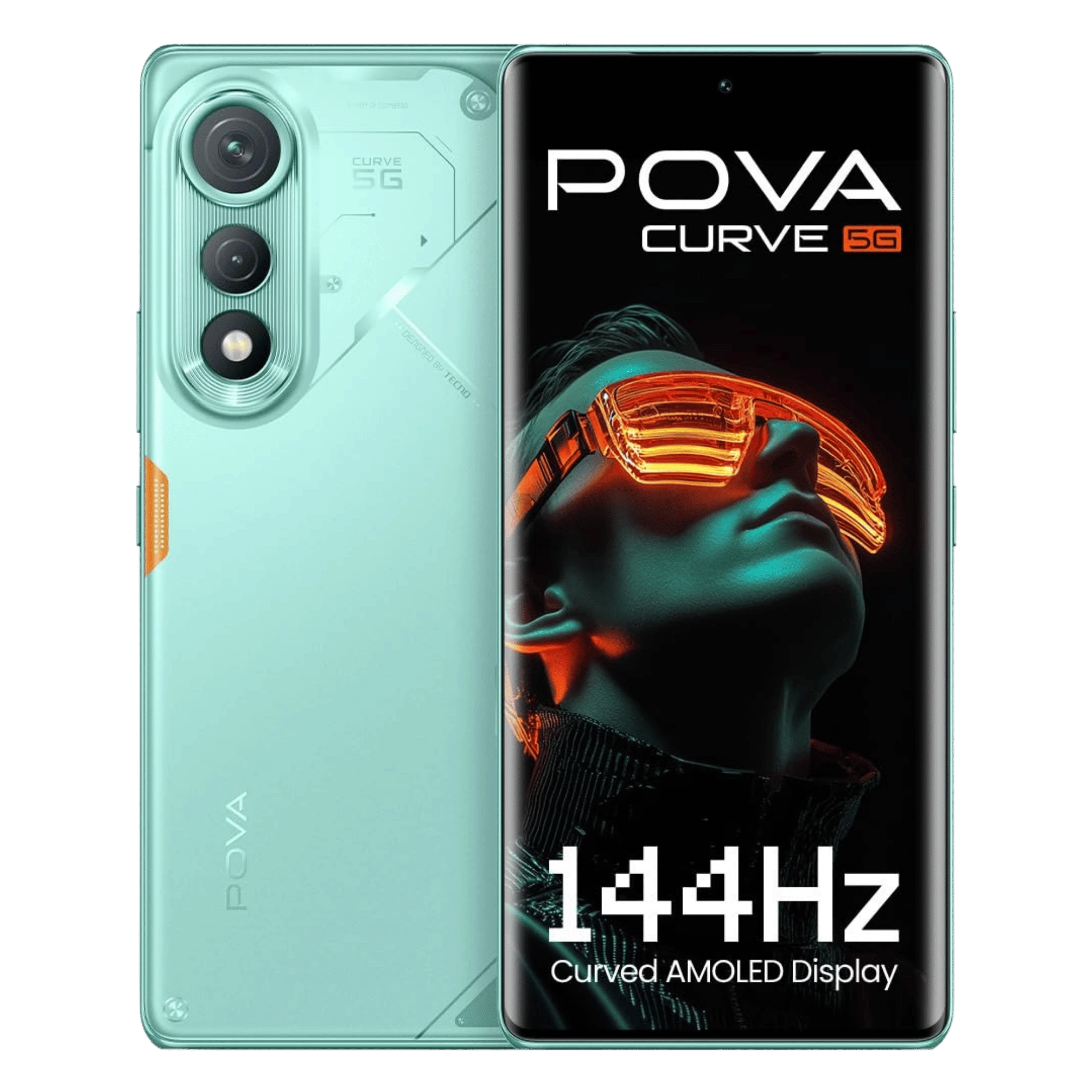 Tecno pova curve 5g neon cyan 8gb 256gb Front Back View
