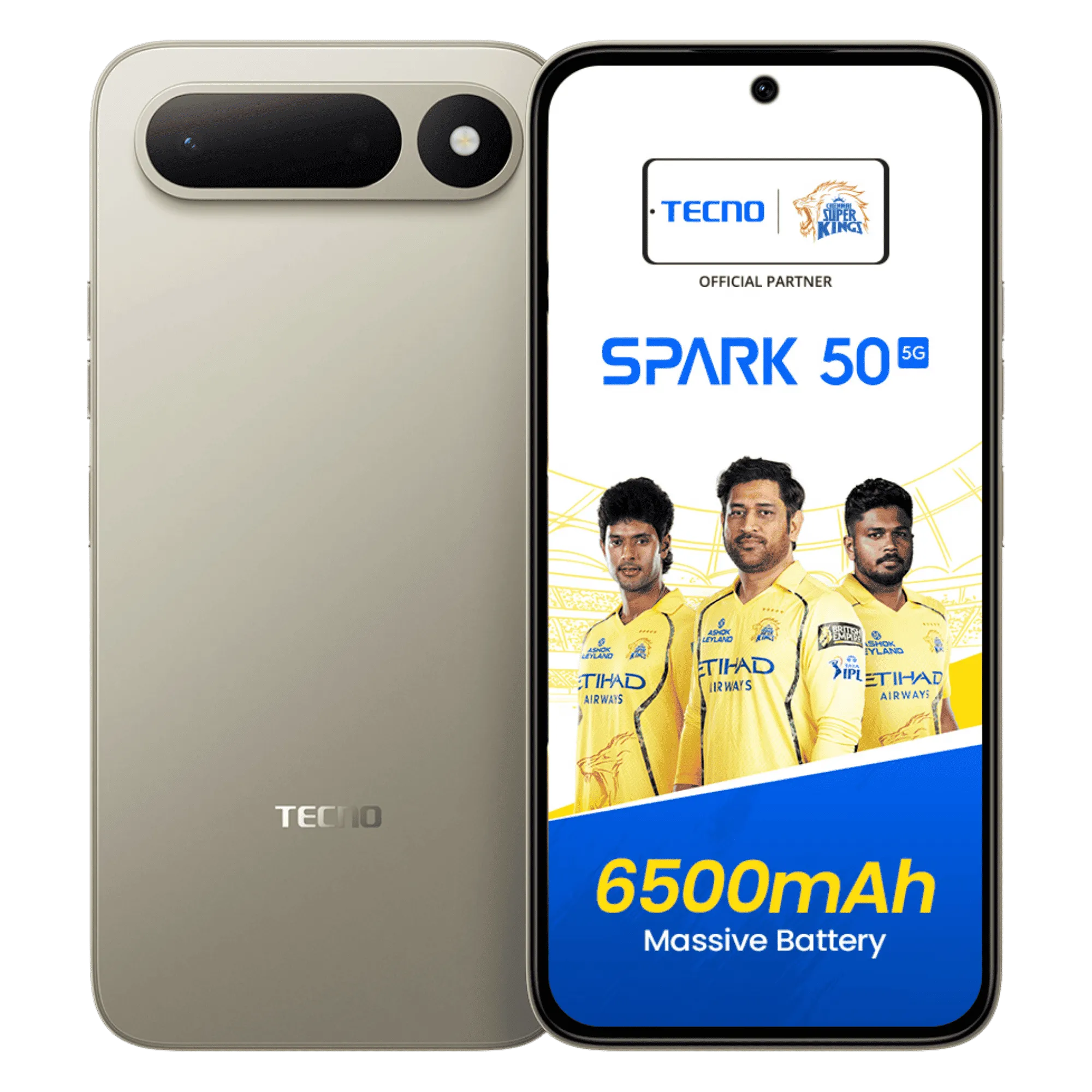 Tecno spark 50 5g champagne gold 6gb 128gb Front Back View