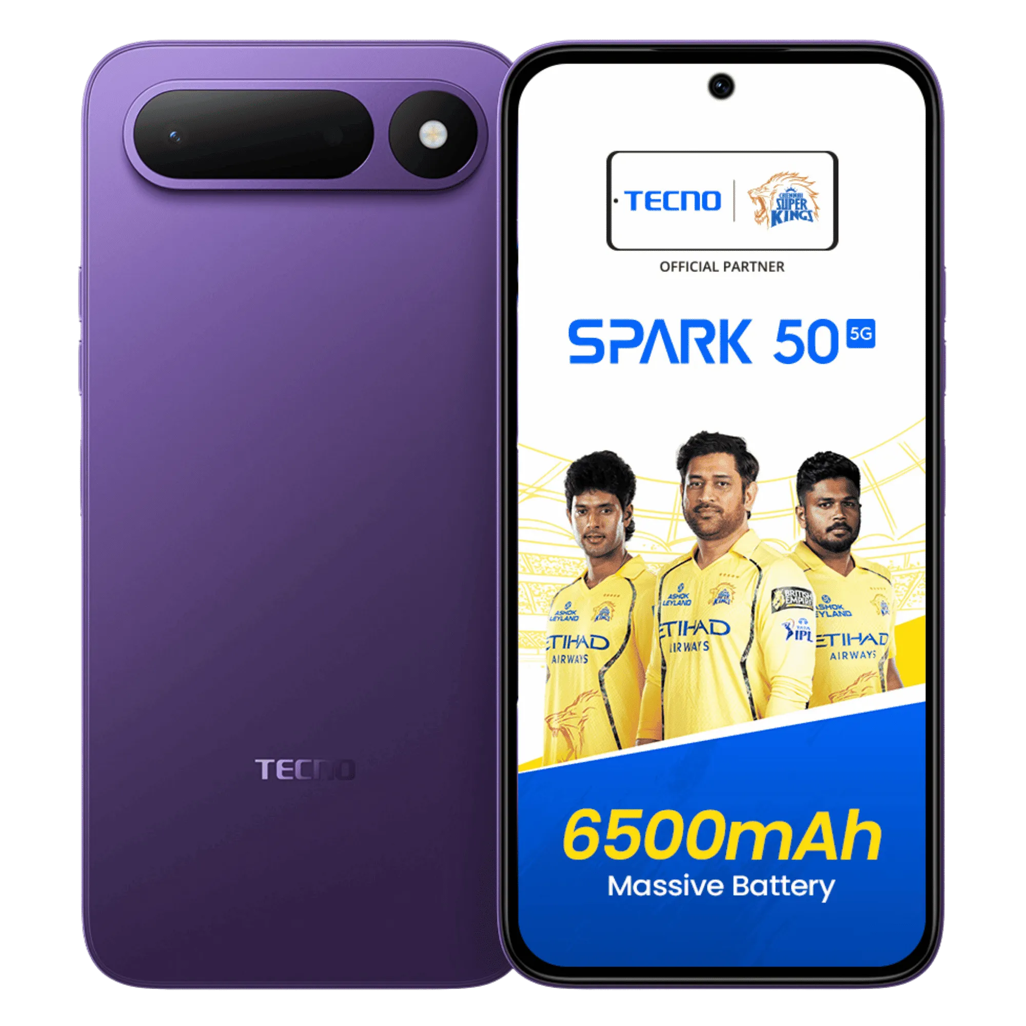 Tecno spark 50 5g fantasy purple 6gb 128gb Front Back View