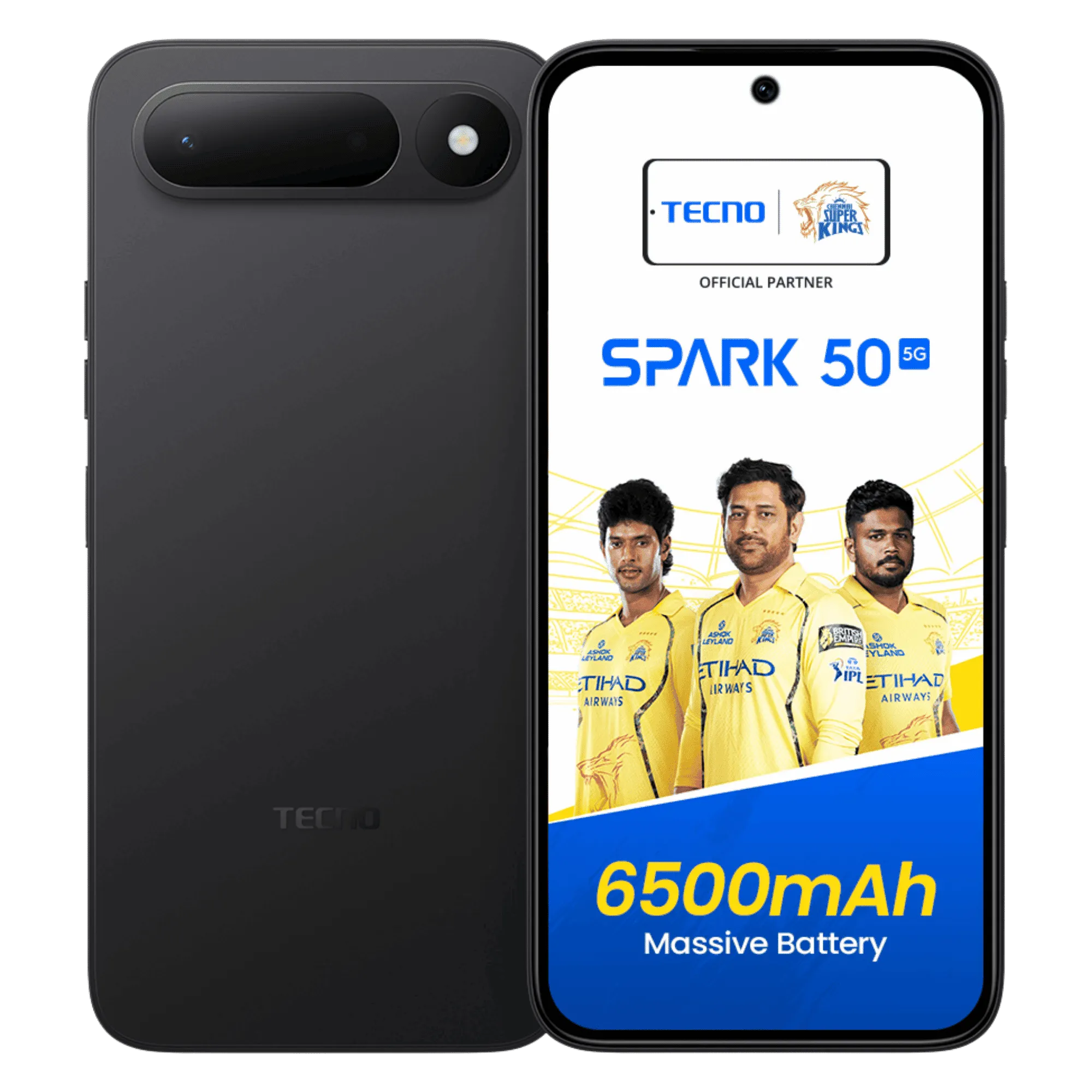 Tecno spark 50 5g ink black 4gb 128gb Front Back View