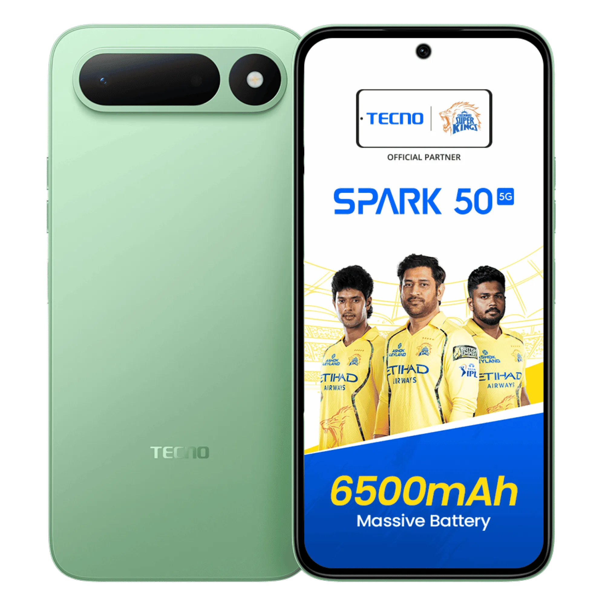 Tecno spark 50 5g mint green 4gb 128gb Front Back View