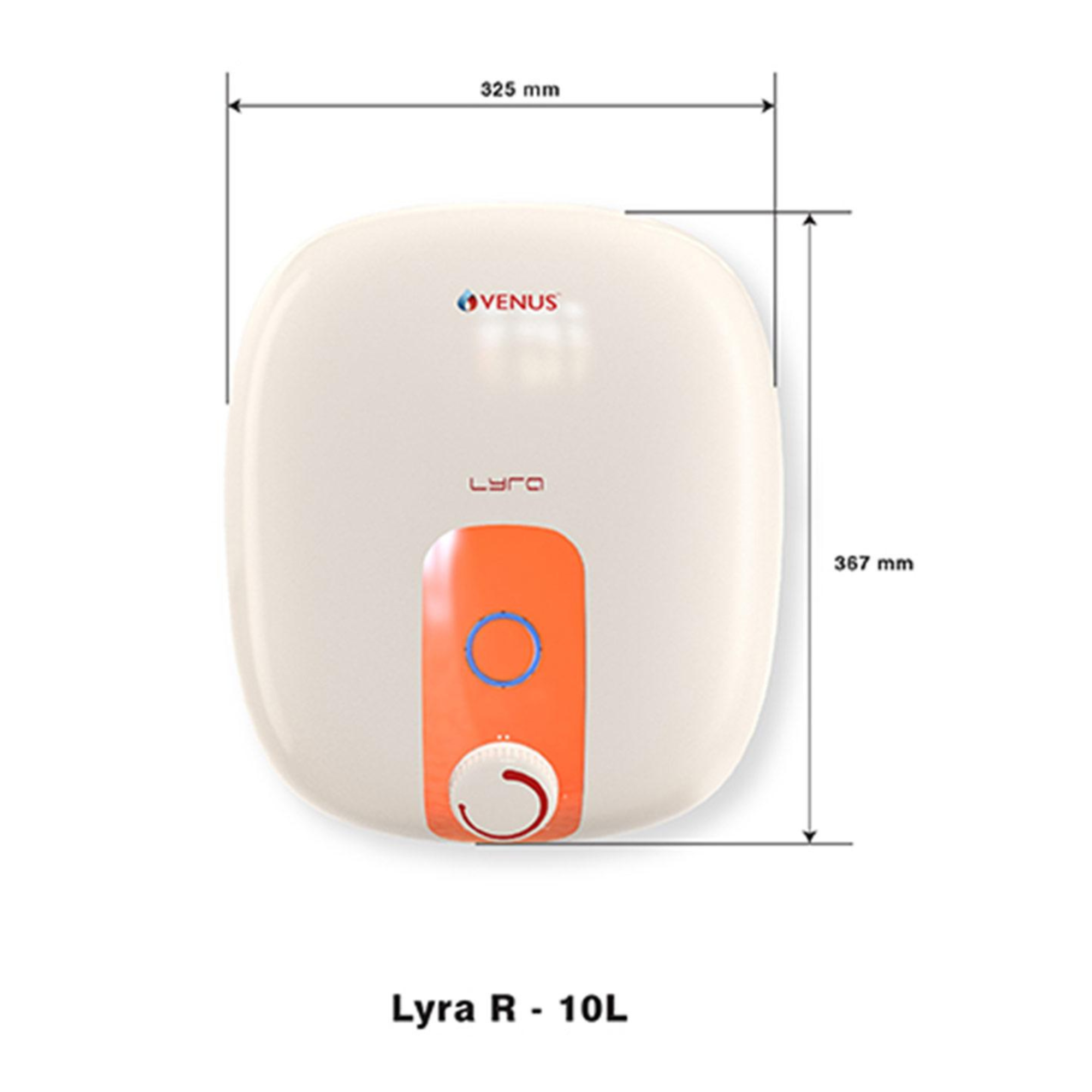 Venus Lyra Storage Water Heater | 10 ltr | Ivory Orange
