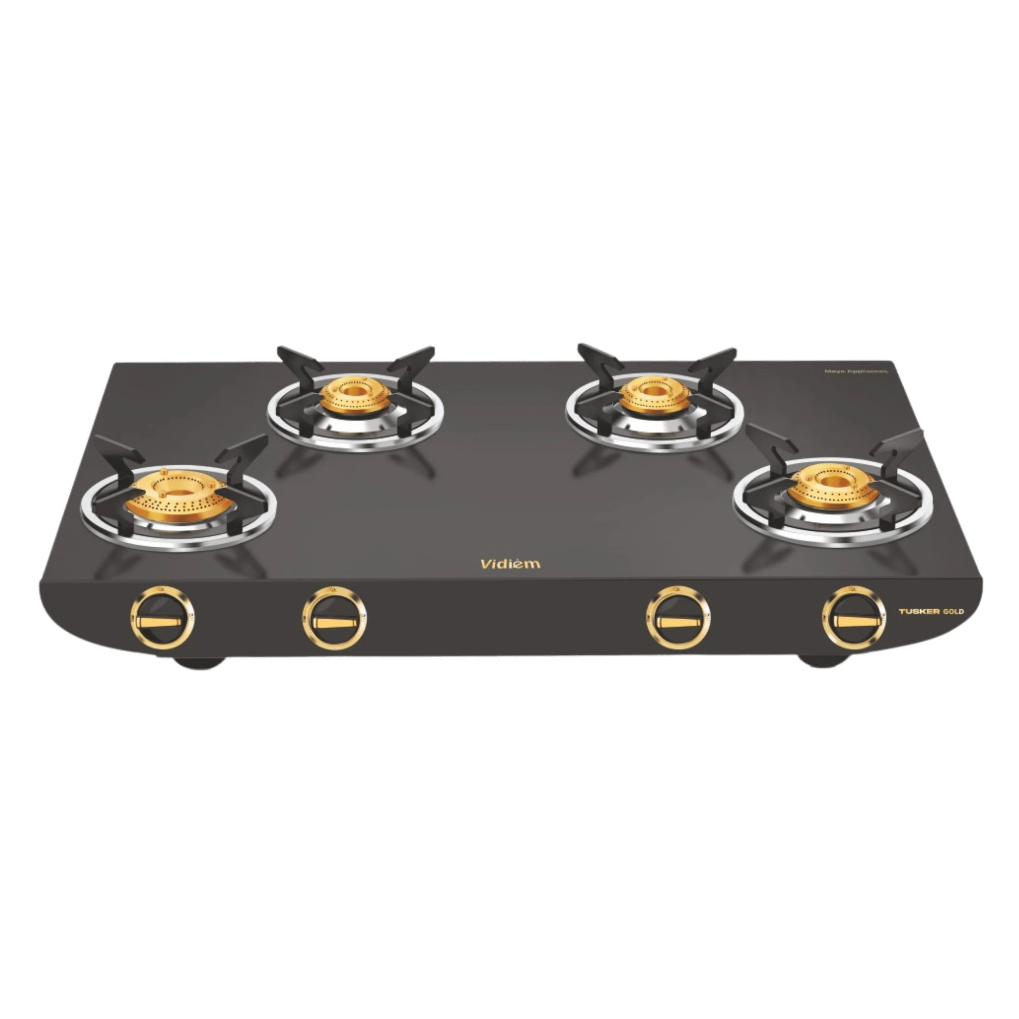 Vidiem tusker gold 4 burner gas stove black Front View Image