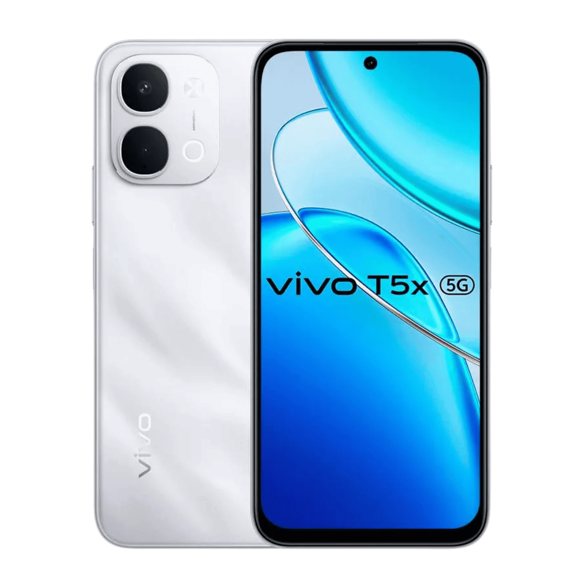 Vivo T5x 5G Star Silver 6GB 128GB front view back view