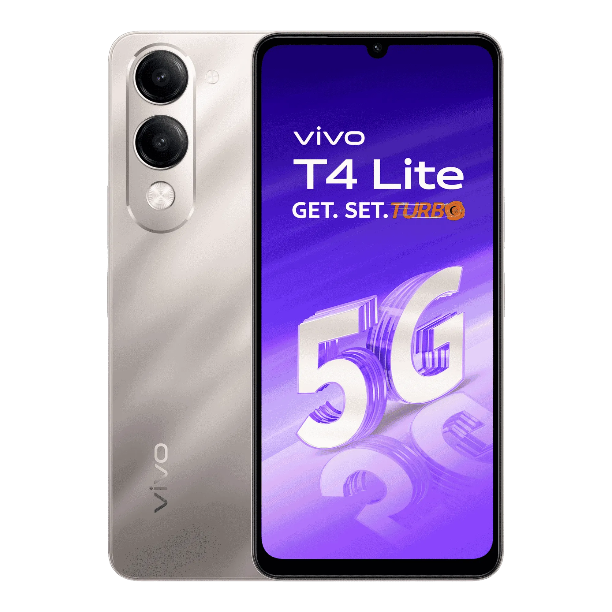 Vivo t4 lite 5g titanium gold 64gb 4gb ram Front Back View