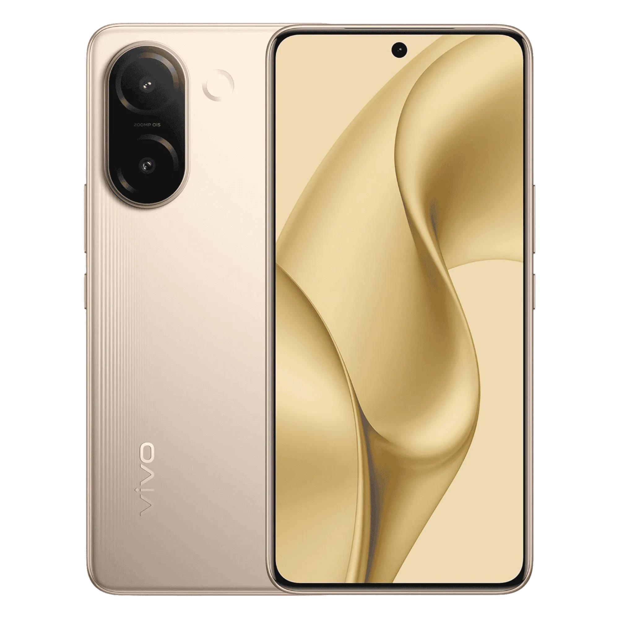 Vivo v60e 5g noble gold 12gb 256gb Front Back View