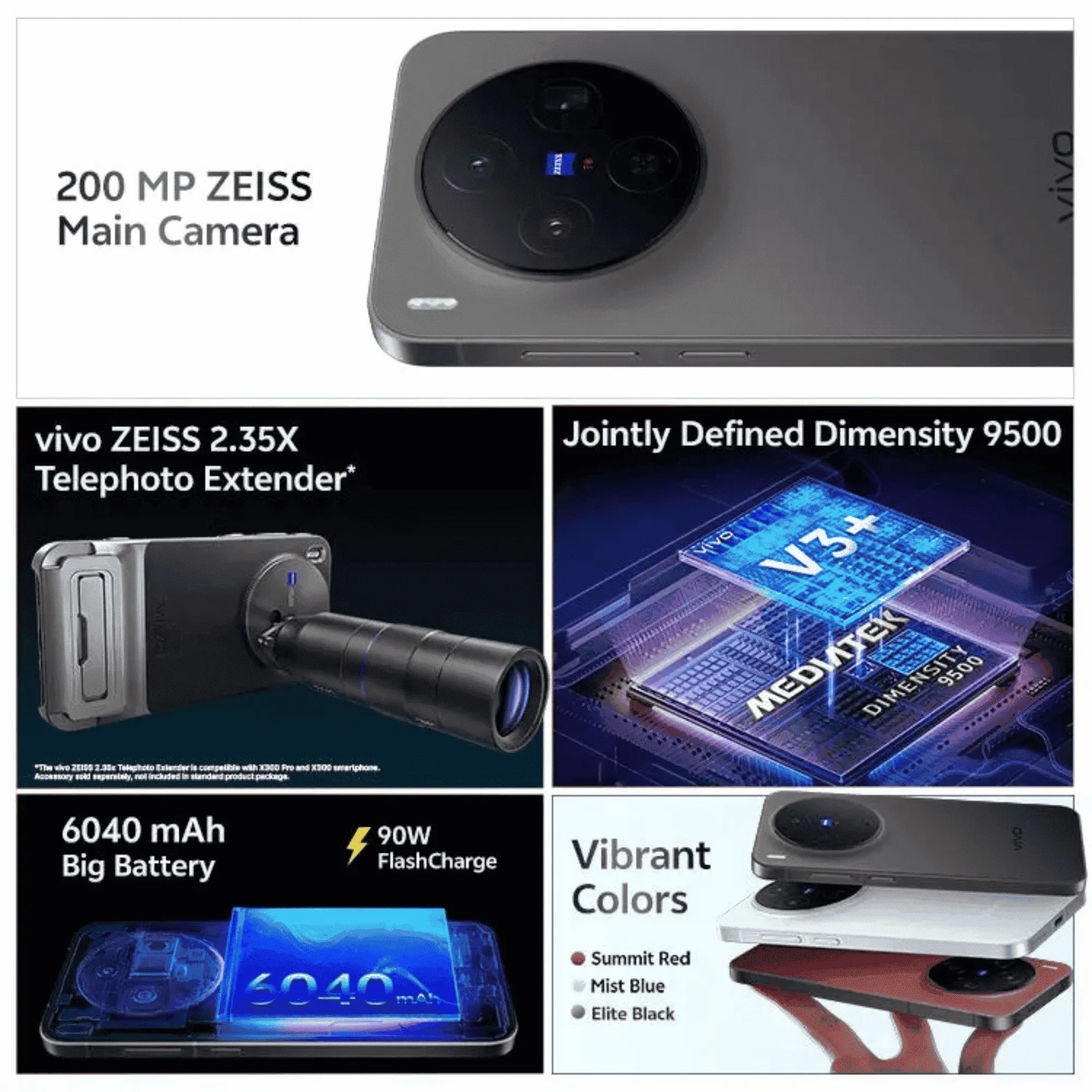 VIVO X300 12GB/256GB ブラック vivo X300 (Elite Black, 256 GB) (12 GB RAM) Global Version No