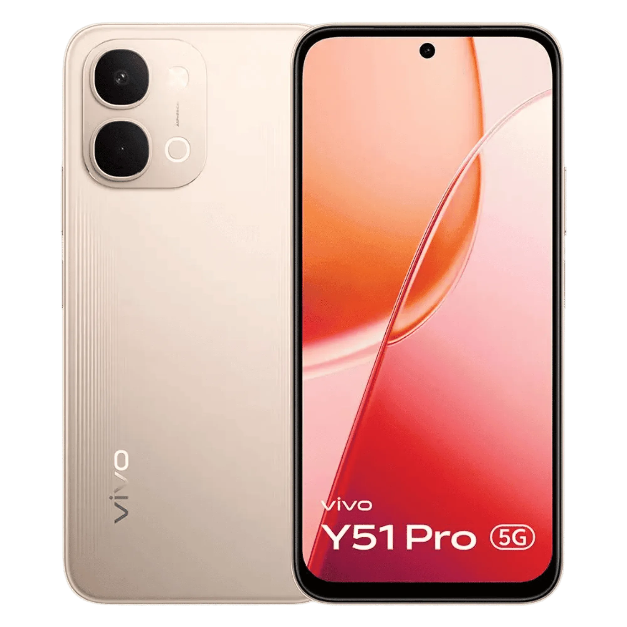 Vivo y51 pro 5g golden mist 8gb 256gb Front Back View