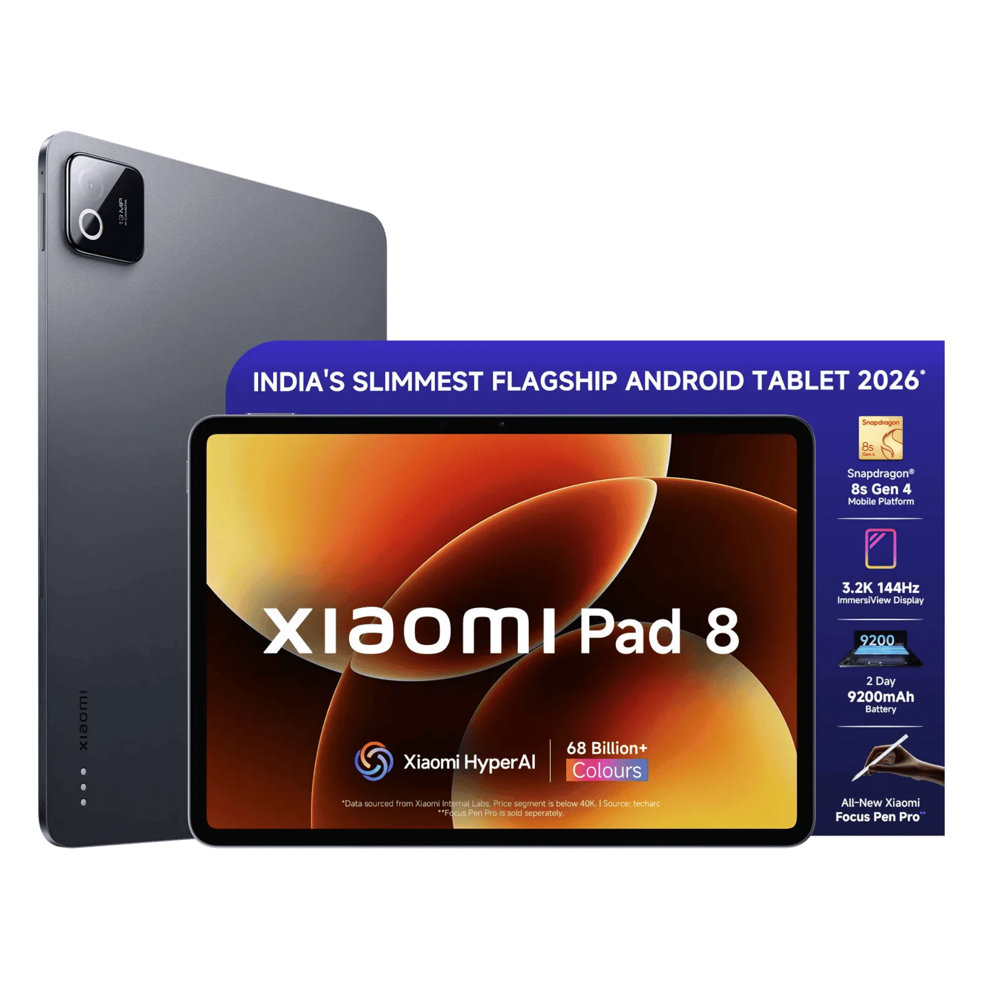 Xiaomi pad 8 wifi graphite grey 8gb 128gb Front Back View