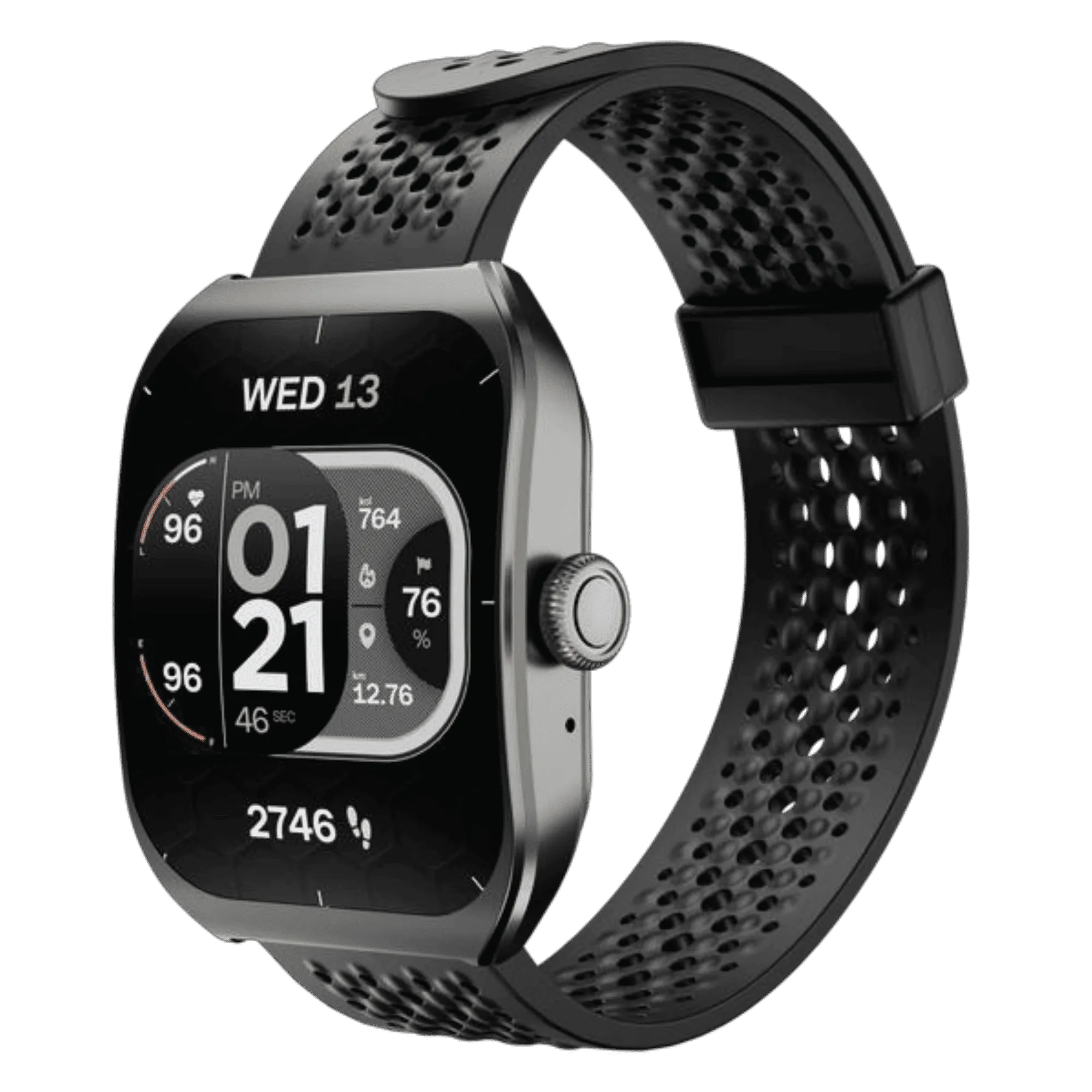 Zavia lazer 555 smartwatch gunmetal Front Right View