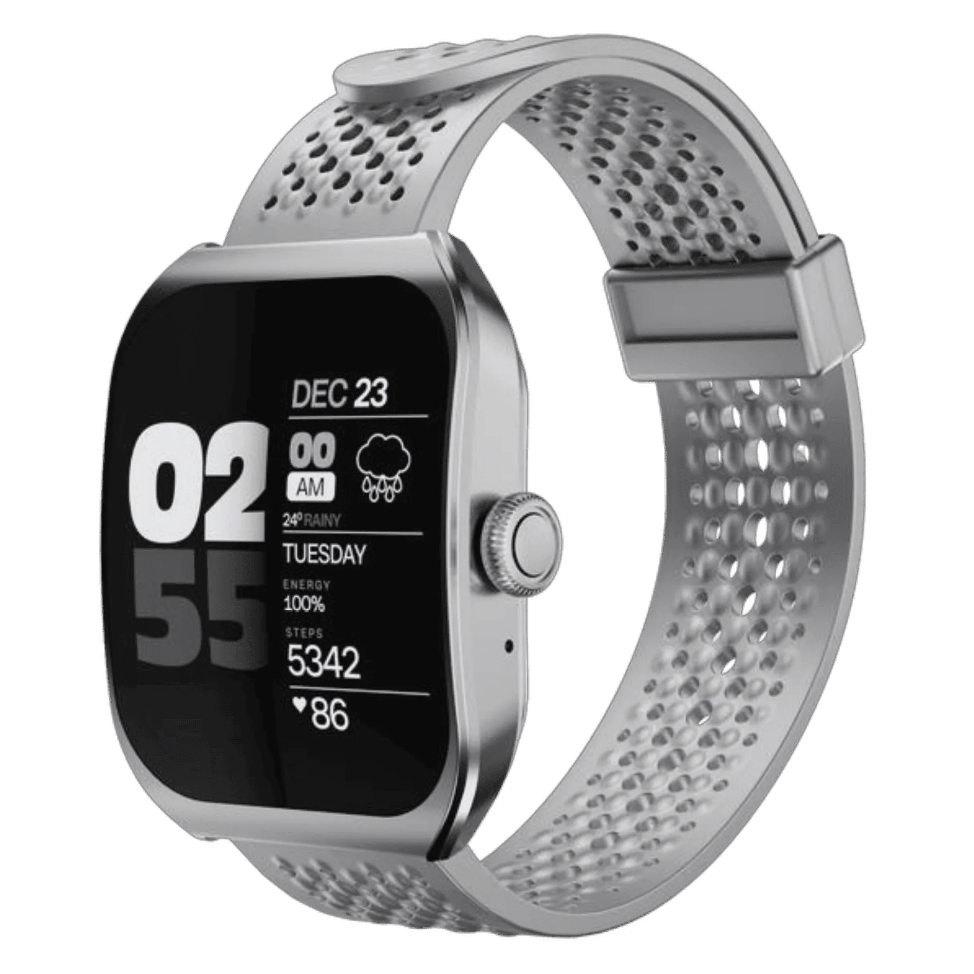 Zavia lazer 555 smartwatch silver Front Right View